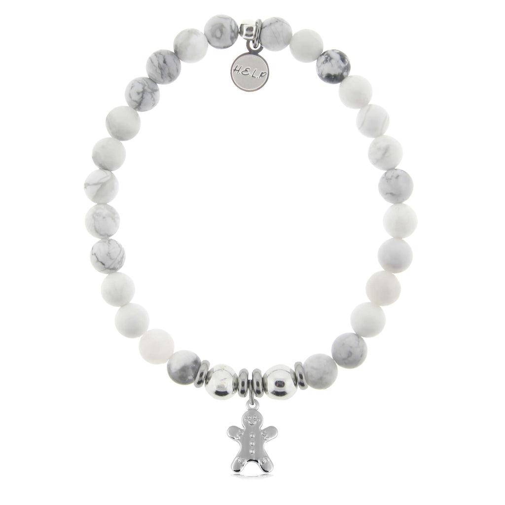 HELP by TJ Gingerbread Man Charm with Howlite Charity Bracelet
