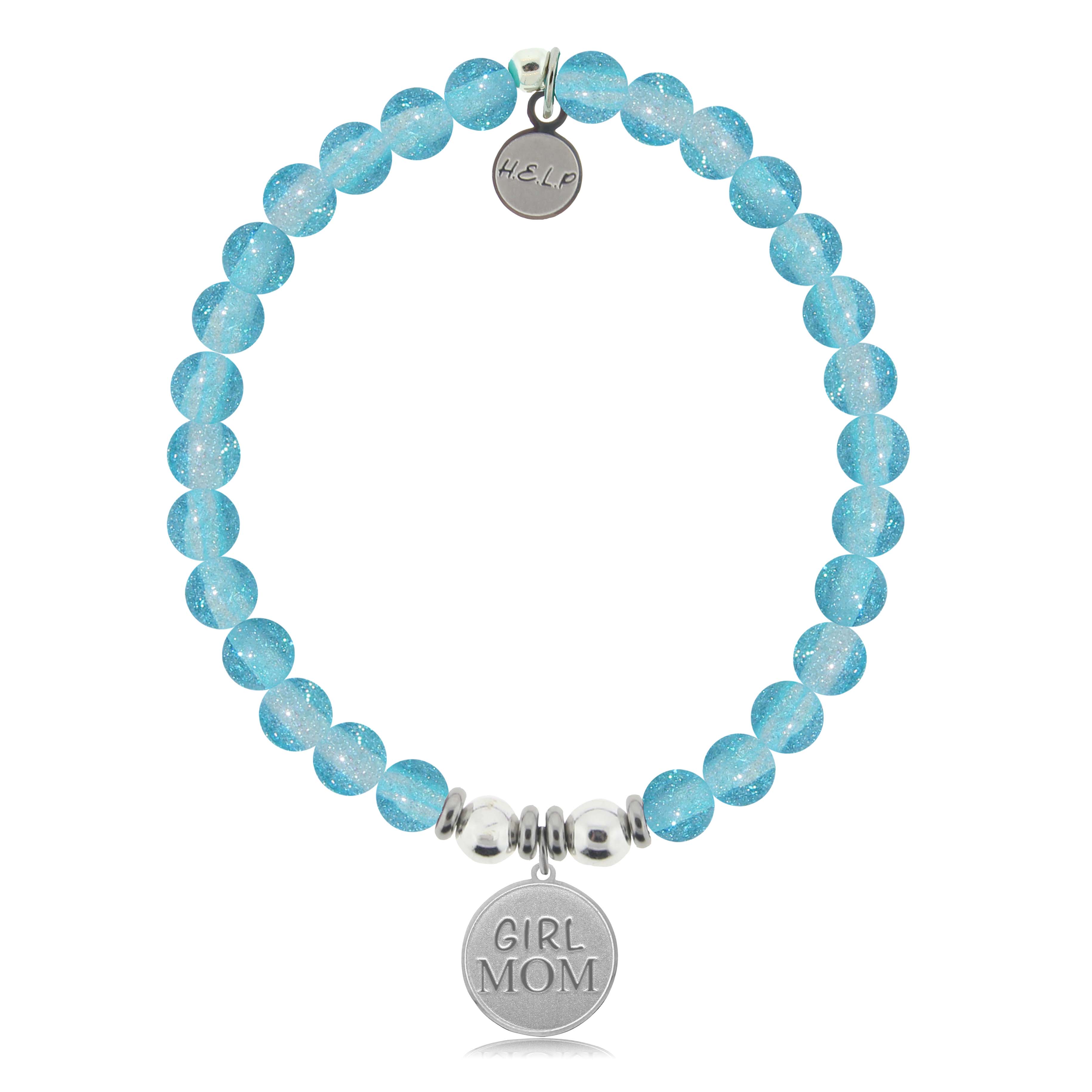 HELP by TJ Girl Mom Charm with Blue Glass Shimmer Charity Bracelet