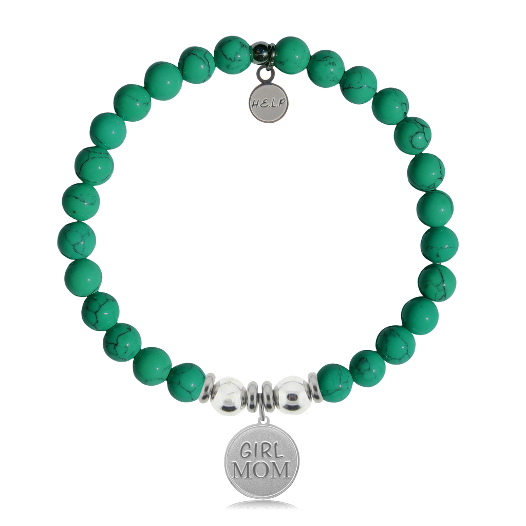 HELP by TJ Girl Mom Charm with Green Howlite Charity Bracelet