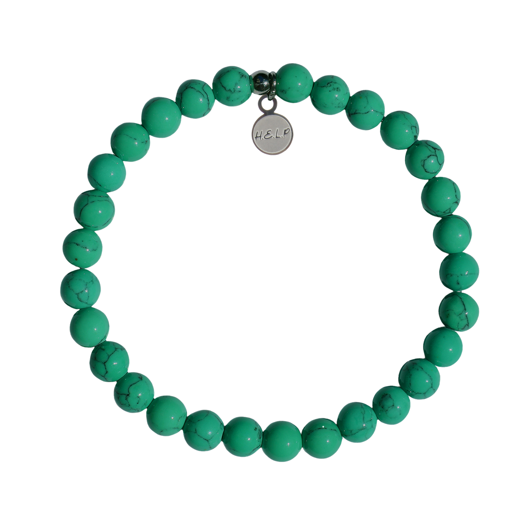 HELP by TJ Good Luck Stacker with Green Howlite