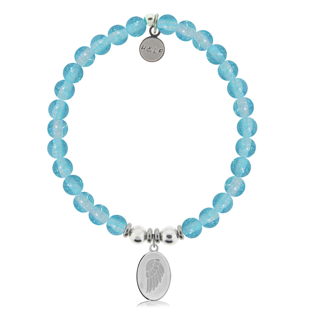 HELP by TJ Guardian Charm with Blue Glass Shimmer Charity Bracelet