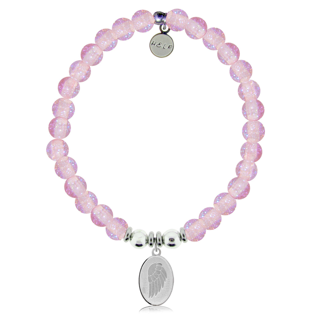 HELP by TJ Guardian Charm with Pink Glass Shimmer Charity Bracelet