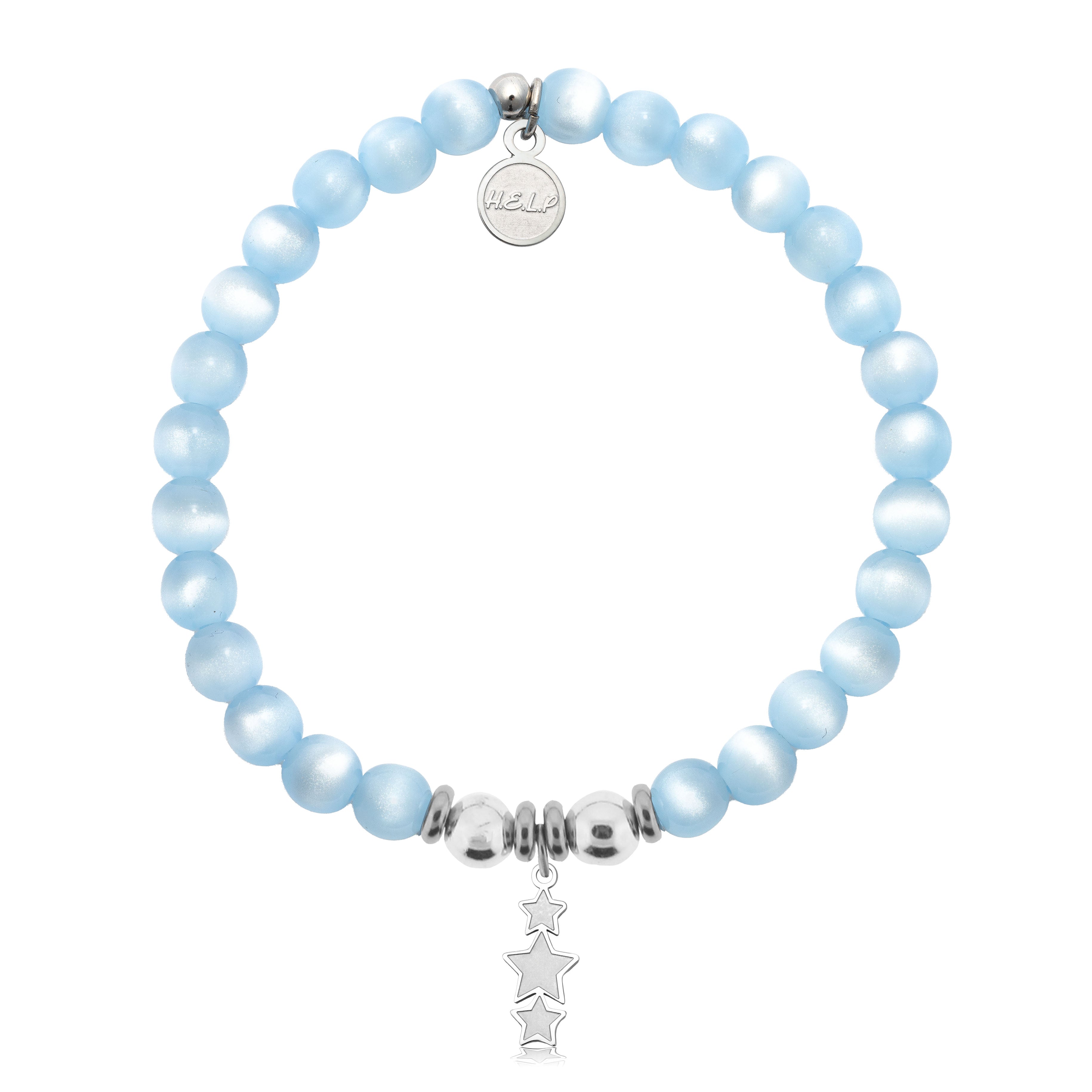 HELP by TJ Happy Birthday Charm with Blue Selenite Charity Bracelet