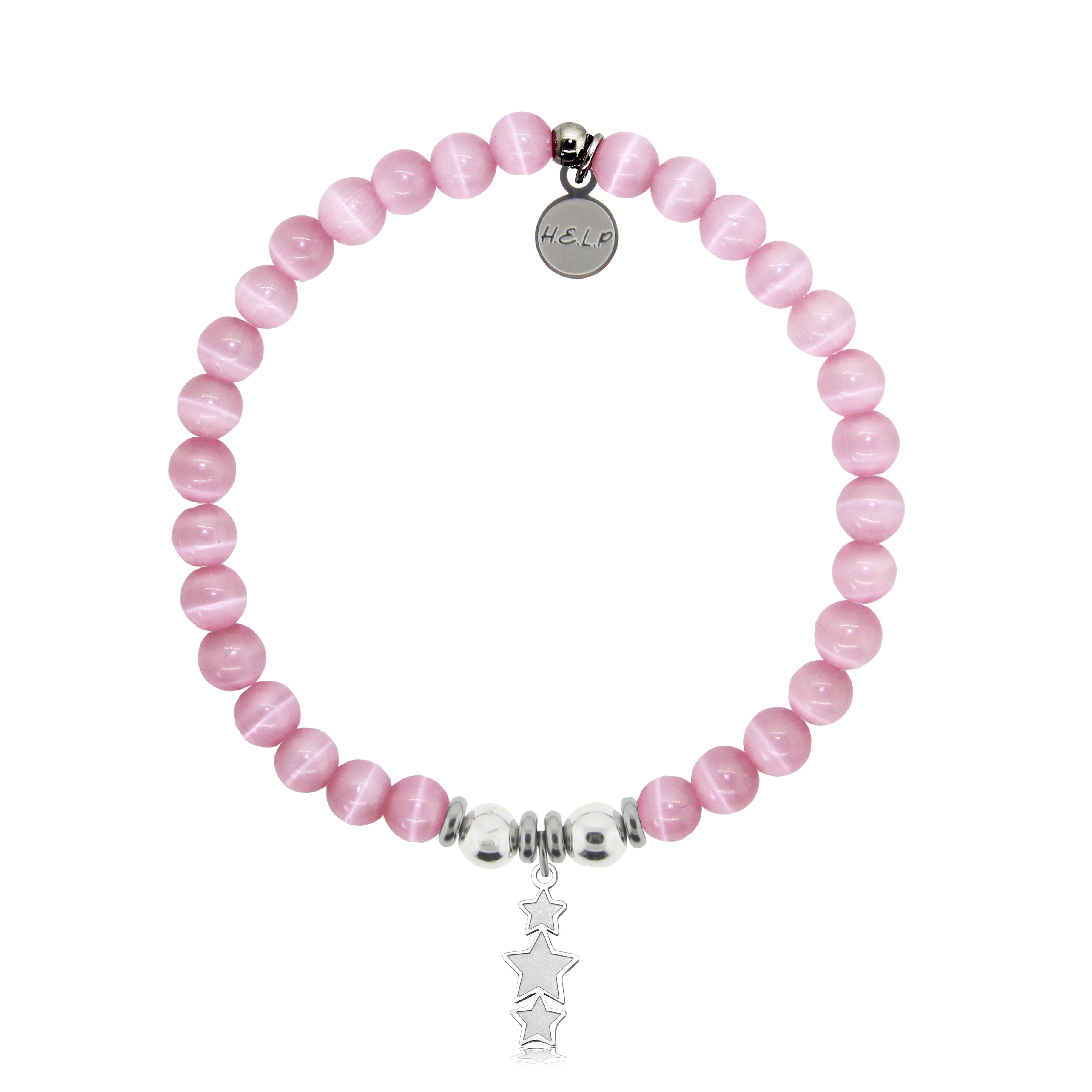 HELP by TJ Happy Birthday Charm with Pink Cats Eye Charity Bracelet