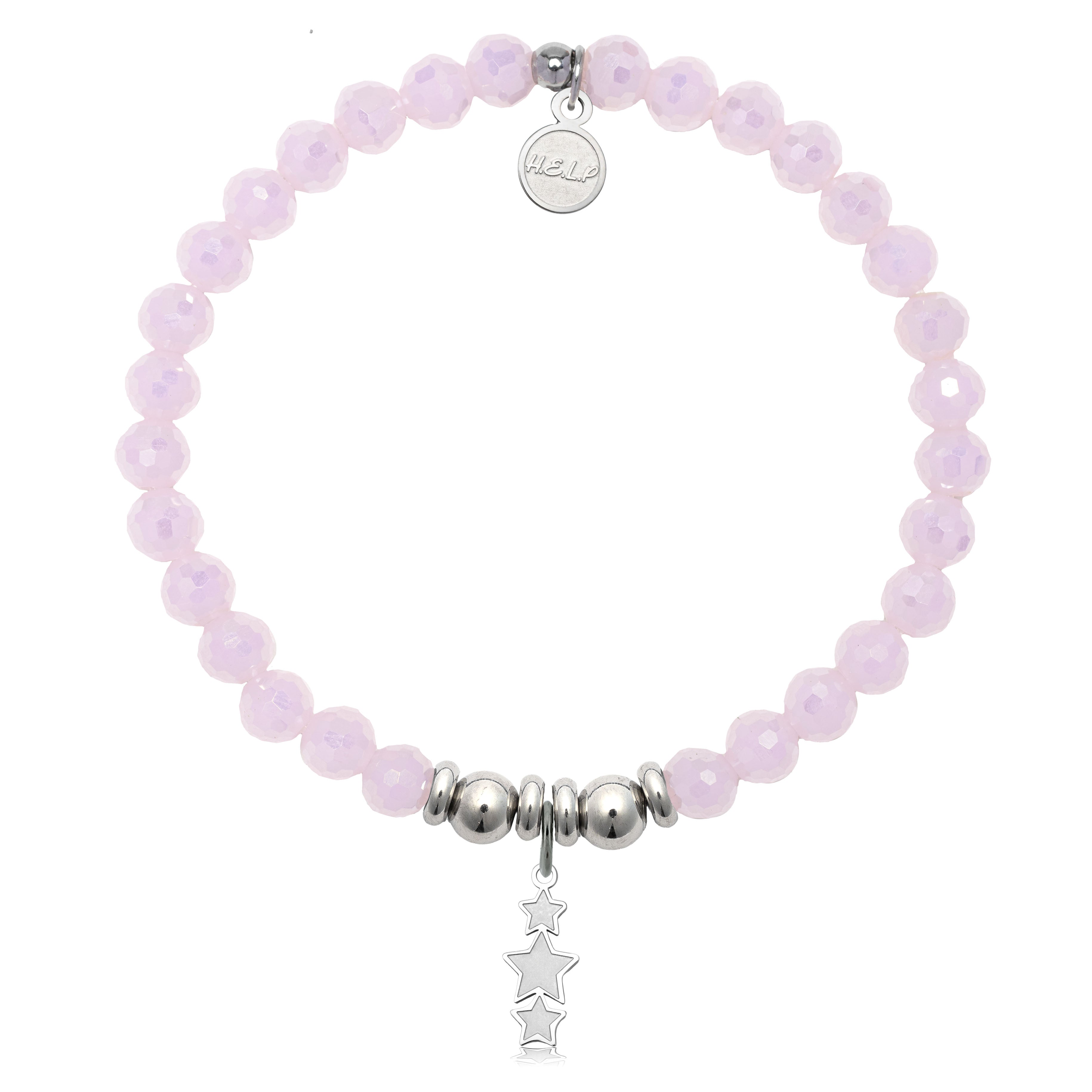 HELP by TJ Happy Birthday Charm with Pink Crystal Charity Bracelet