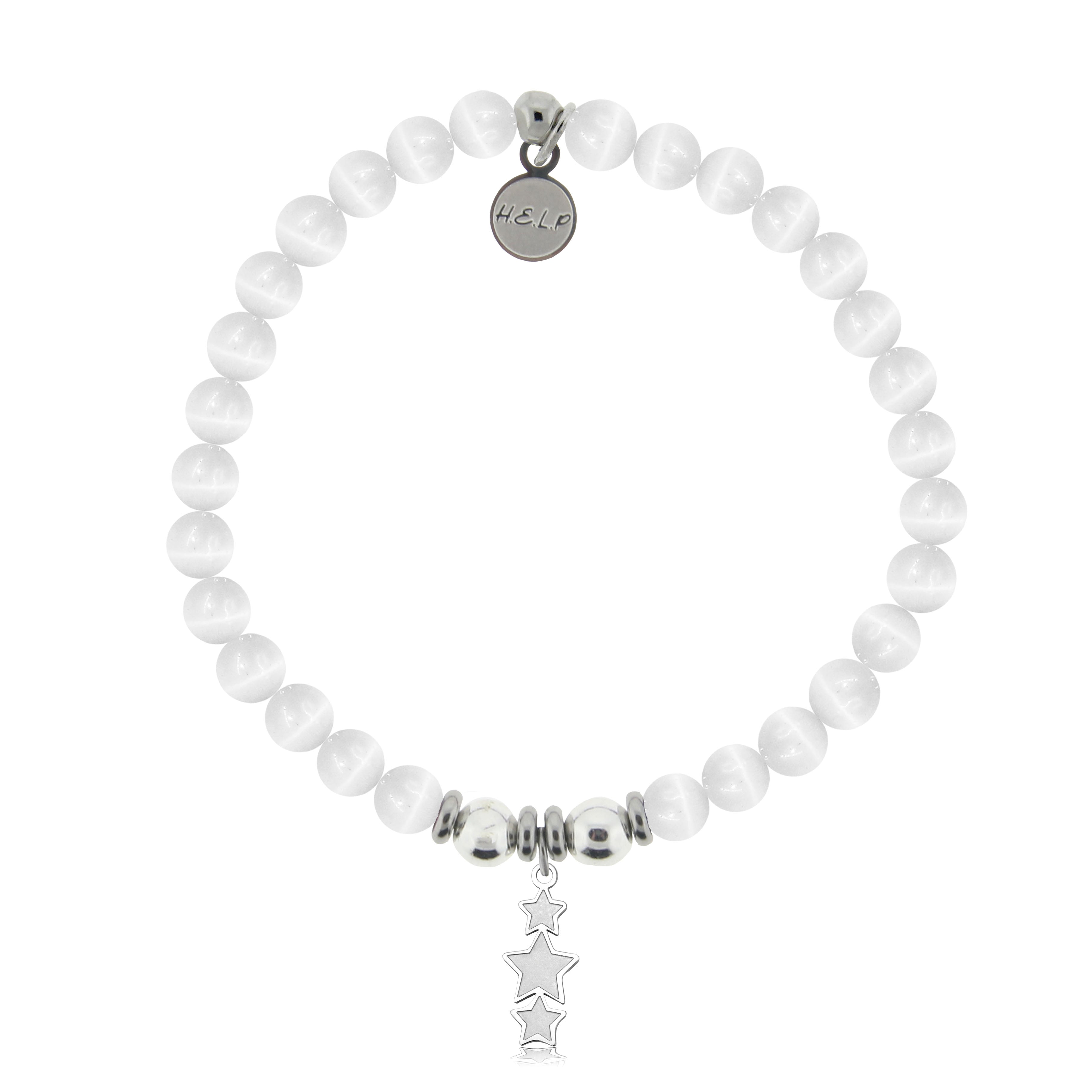 HELP by TJ Happy Birthday Charm with White Cats Eye Charity Bracelet