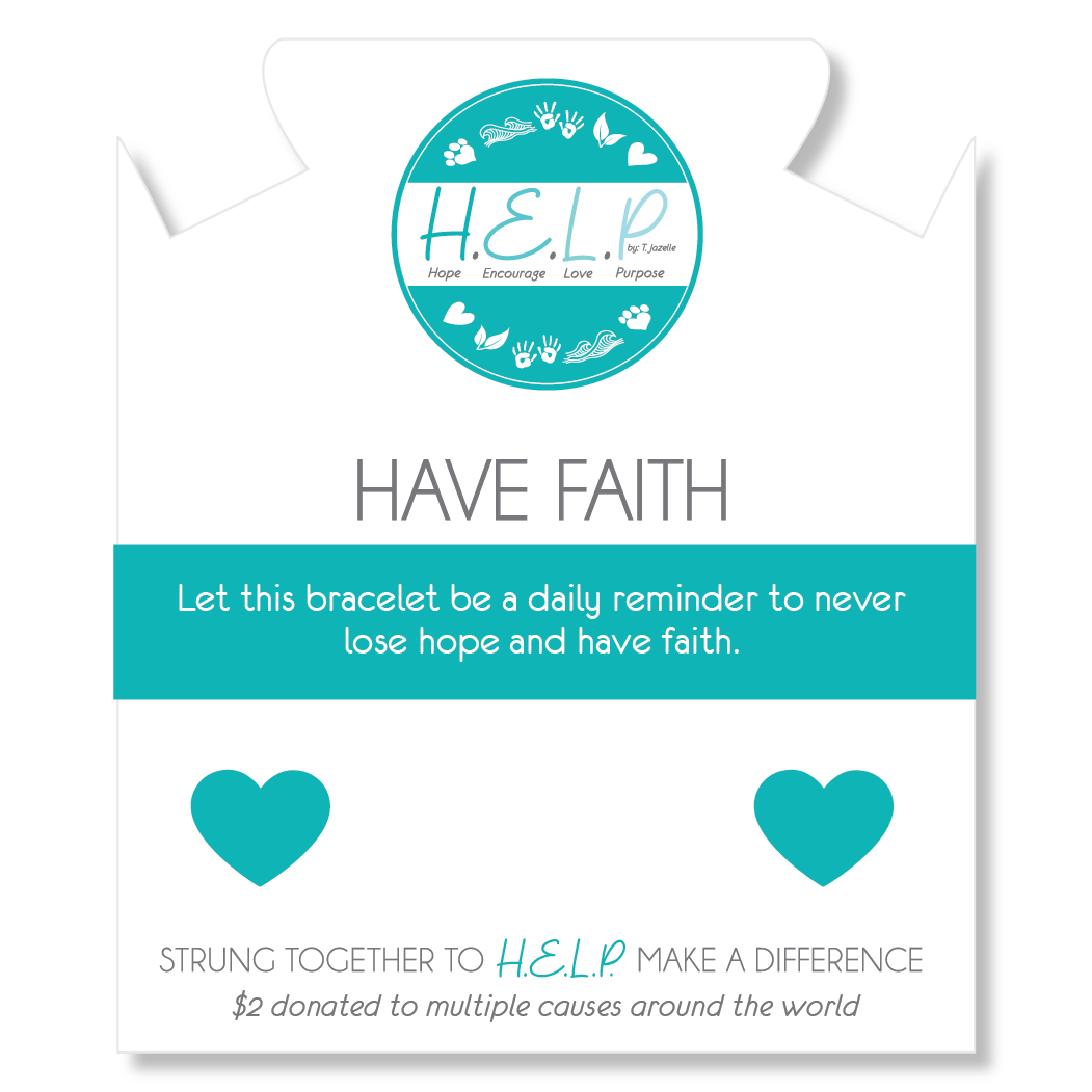 HELP by TJ Have Faith Charm with Aqua Cats Eye Charity Bracelet