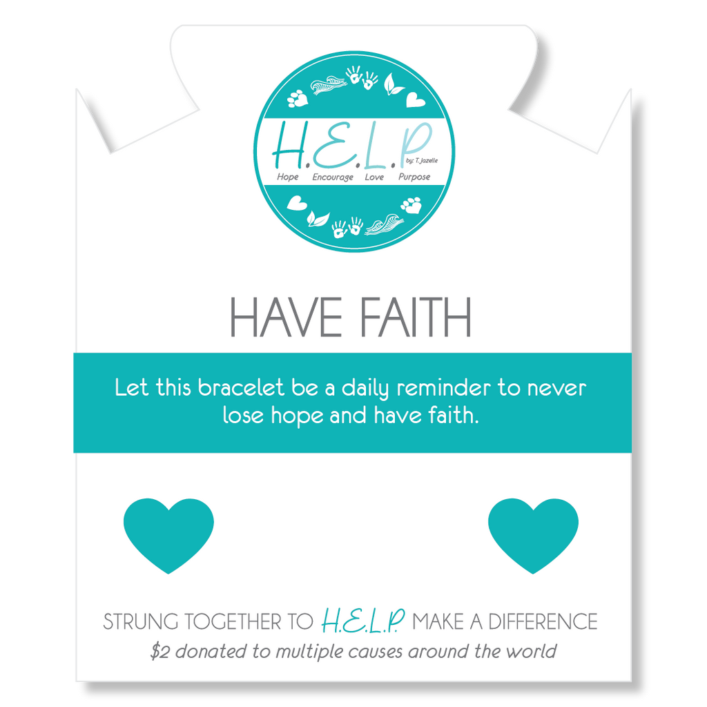 HELP by TJ Have Faith Charm with Baby Blue Quartz Charity Bracelet