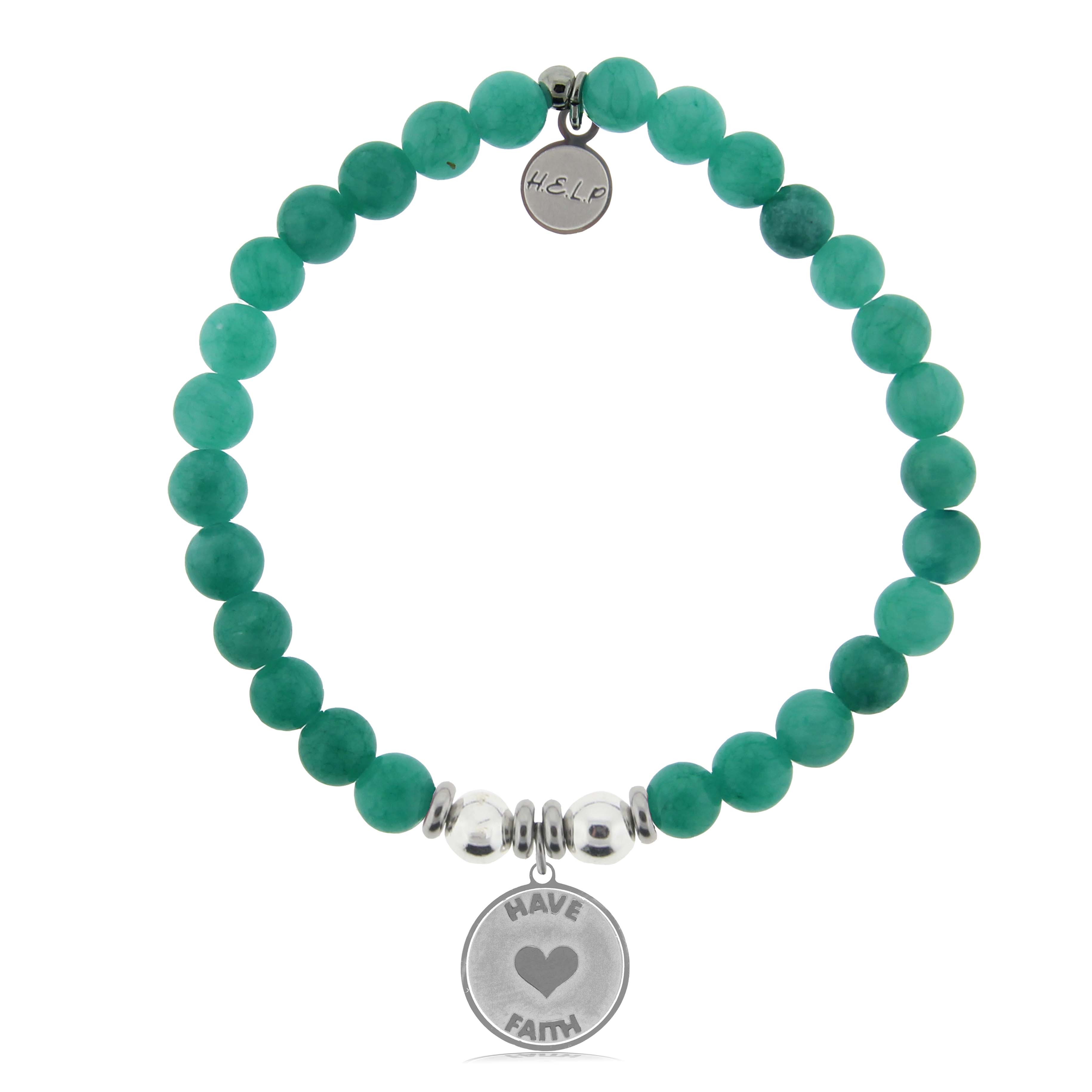 HELP by TJ Have Faith Charm with Caribbean Jade Charity Bracelet