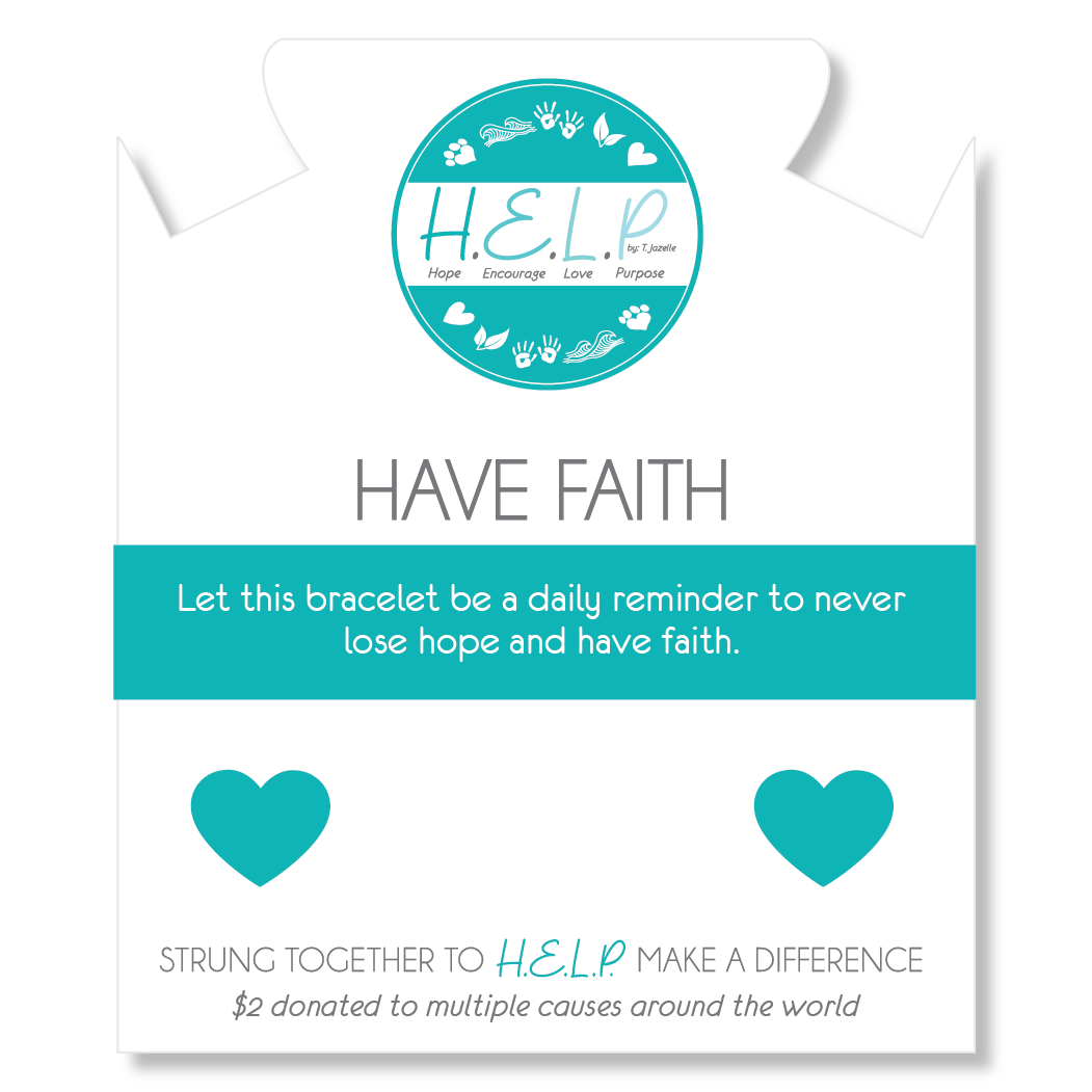 HELP by TJ Have Faith Charm with Light Blue Agate Charity Bracelet