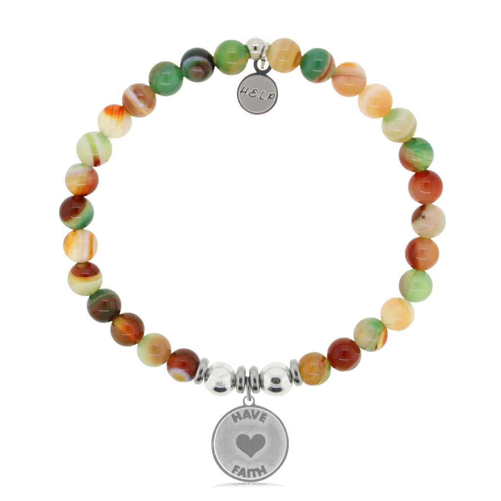 HELP by TJ Have Faith Charm with Multi Agate Charity Bracelet
