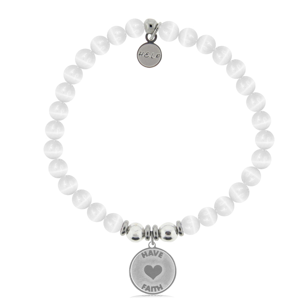 HELP by TJ Have Faith Charm with White Cats Eye Charity Bracelet