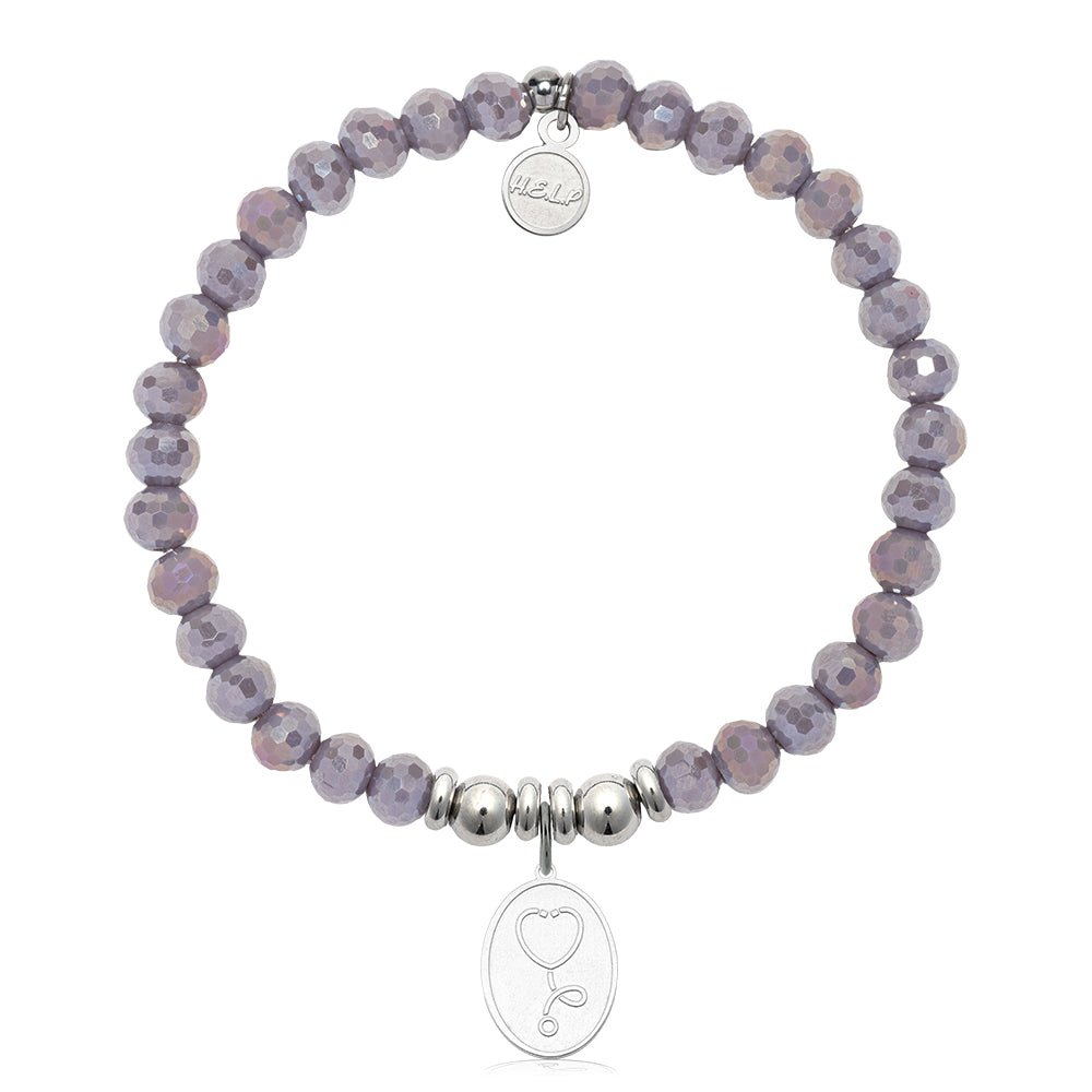 HELP by TJ Healing Heros Charm with Purple Crystal Charity Bracelet