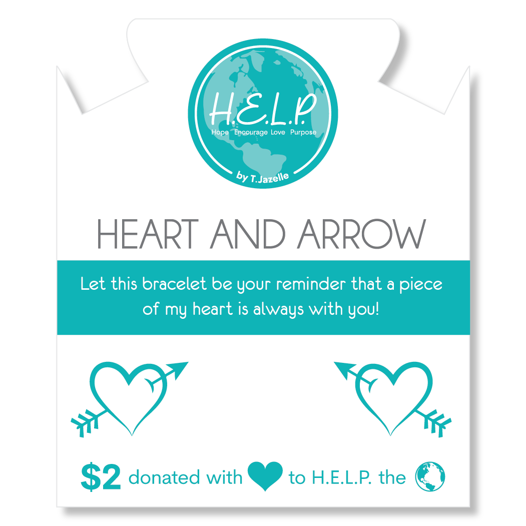 HELP by TJ Heart and Arrow Charm with Aqua Cats Eye Charity Bracelet