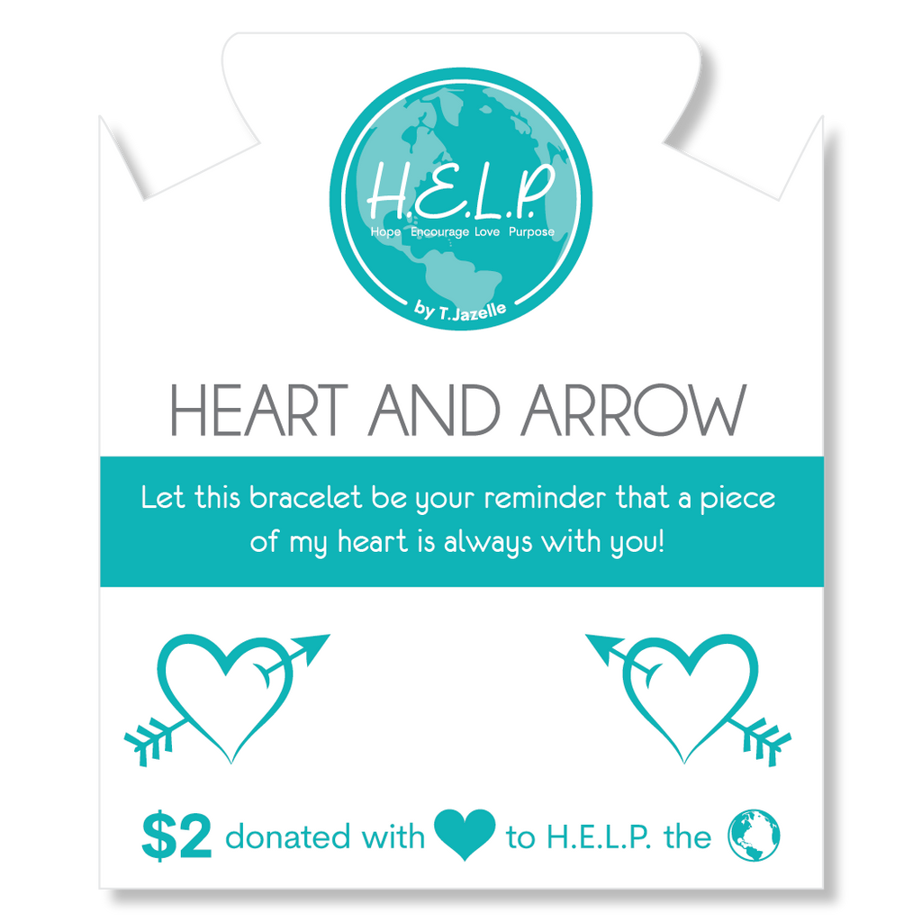 HELP by TJ Heart and Arrow Charm with Baby Blue Quartz Charity Bracelet