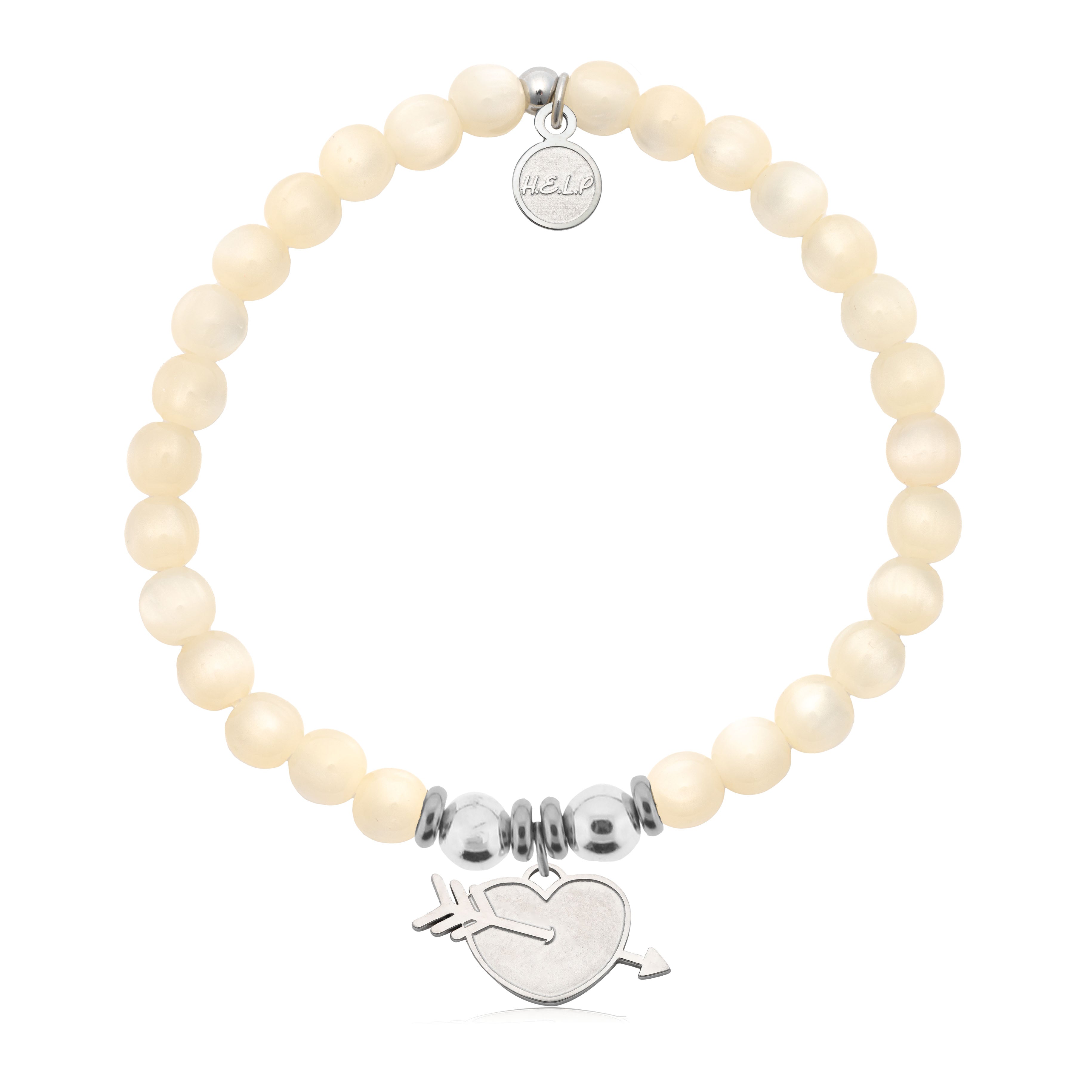 HELP by TJ Heart and Arrow Charm with Natural Selenite Charity Bracelet