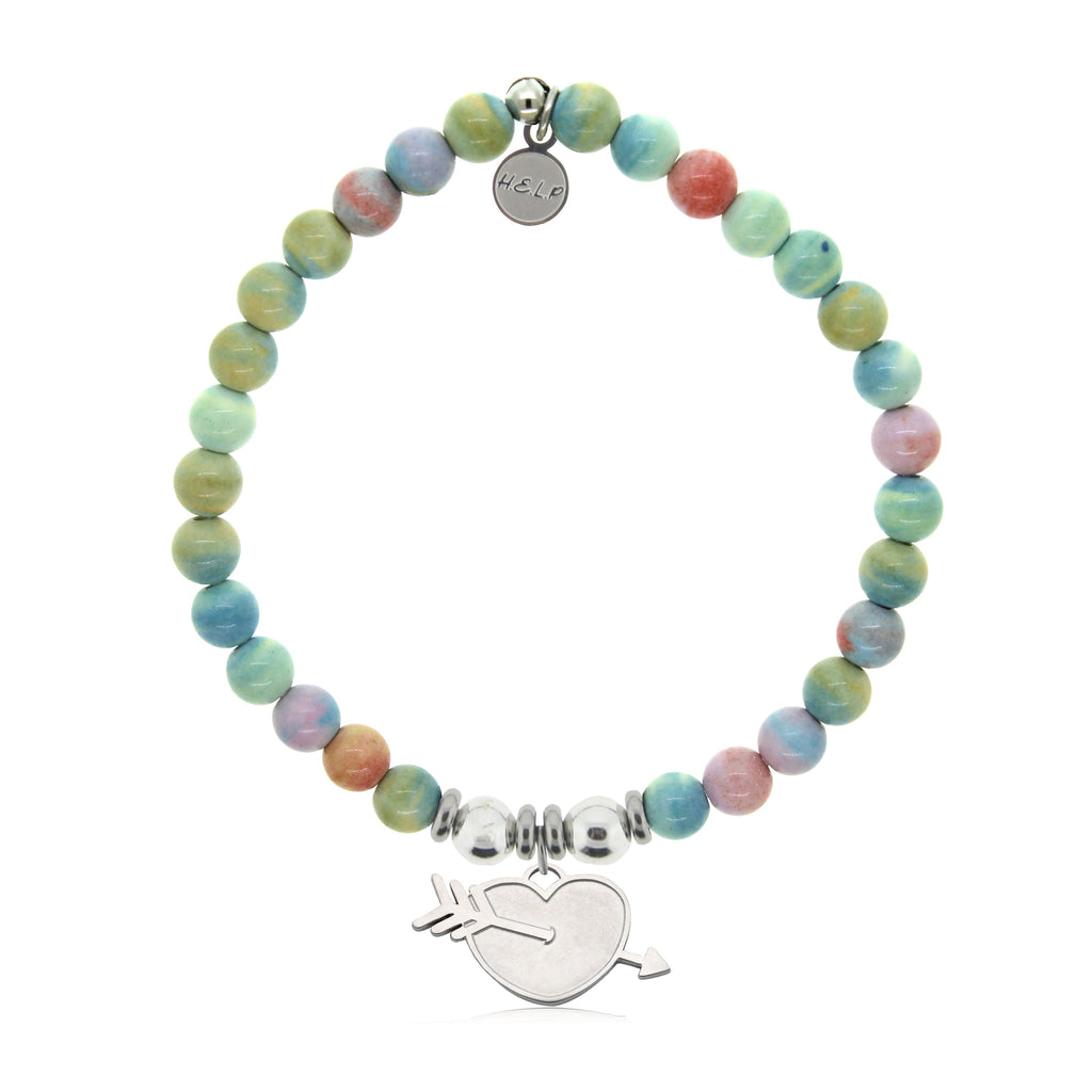 HELP by TJ Heart and Arrow Charm with Pastel Jade Charity Bracelet