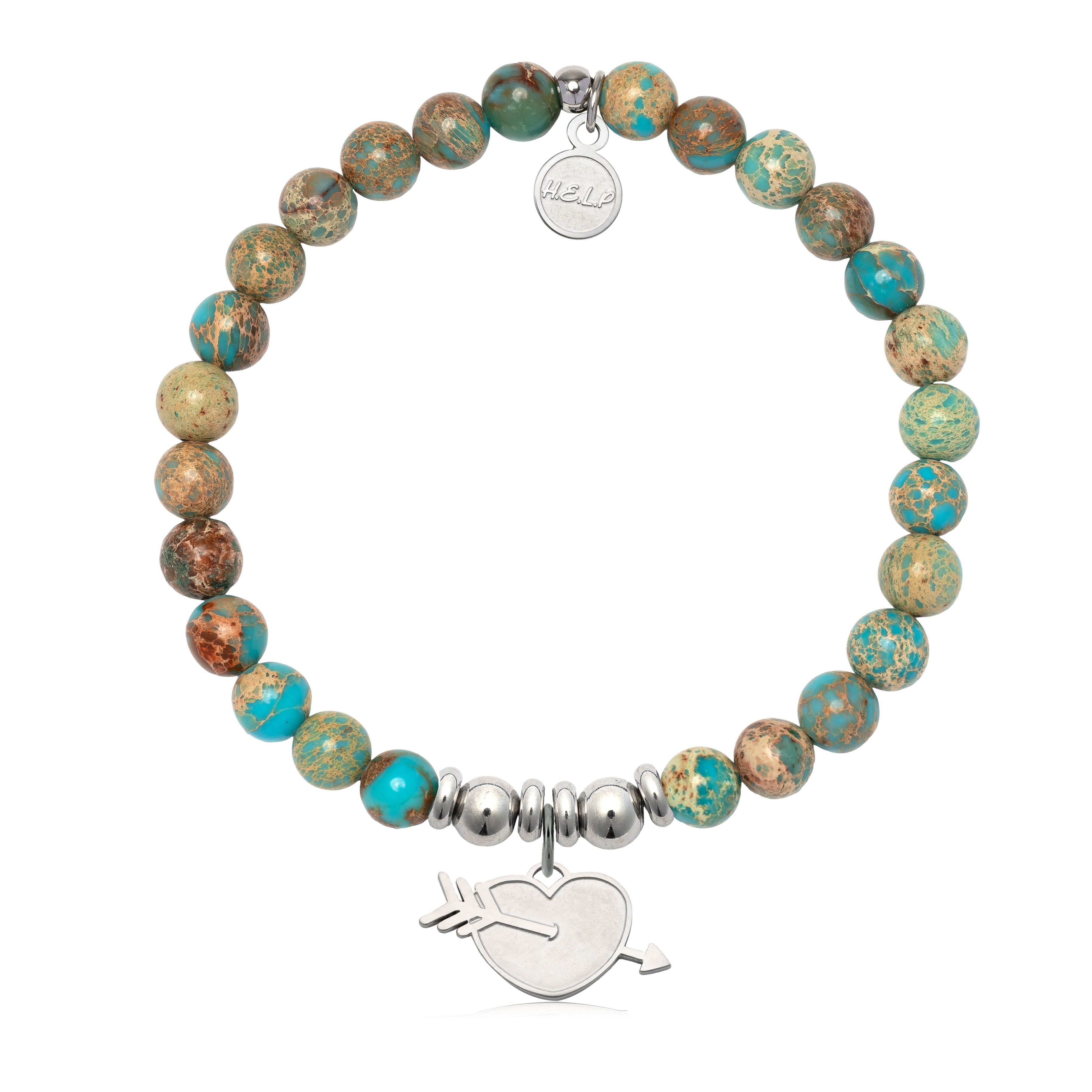 HELP by TJ Heart and Arrow Charm with Turquoise Jasper Charity Bracelet