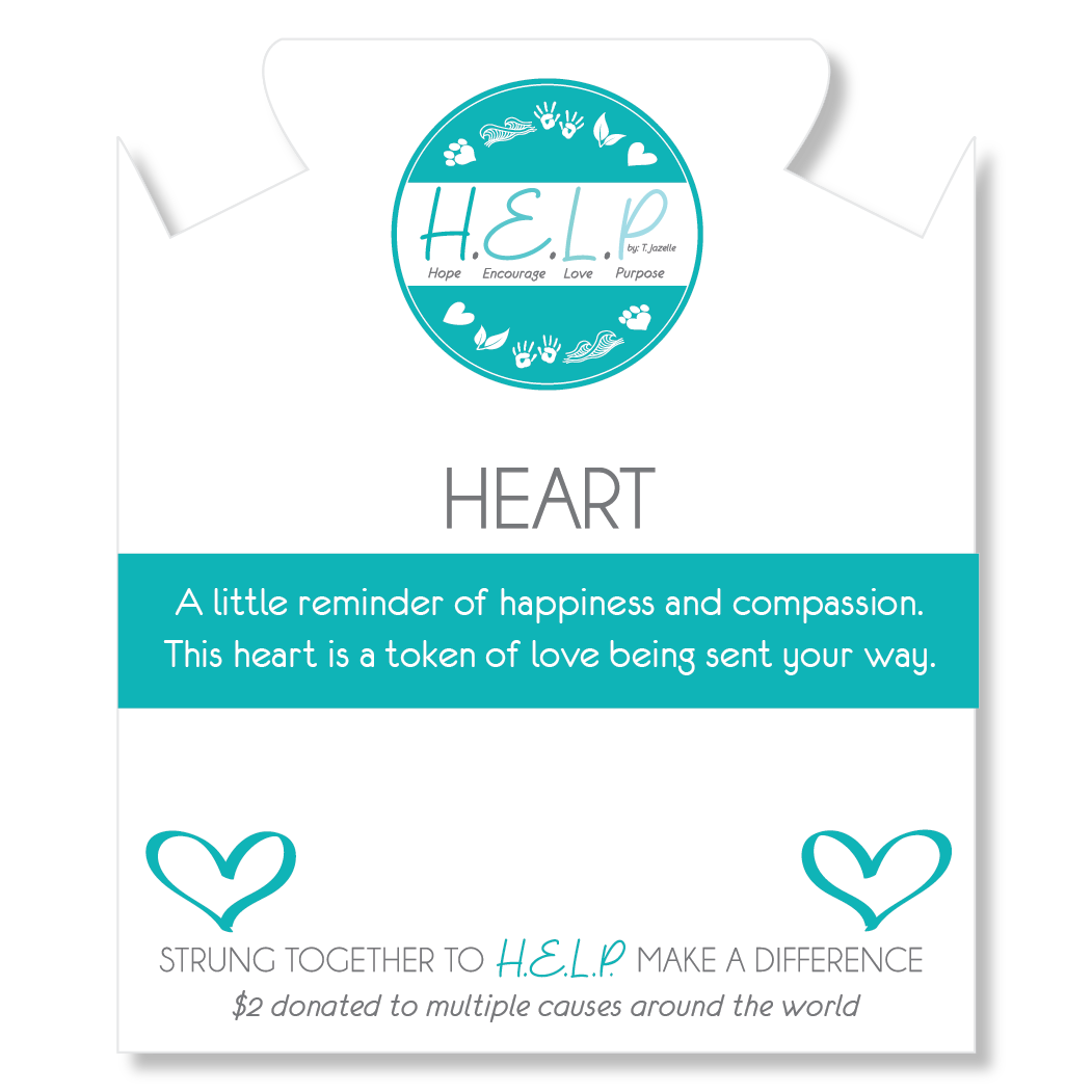 HELP by TJ Heart Charm with Blue Selenite Charity Bracelet