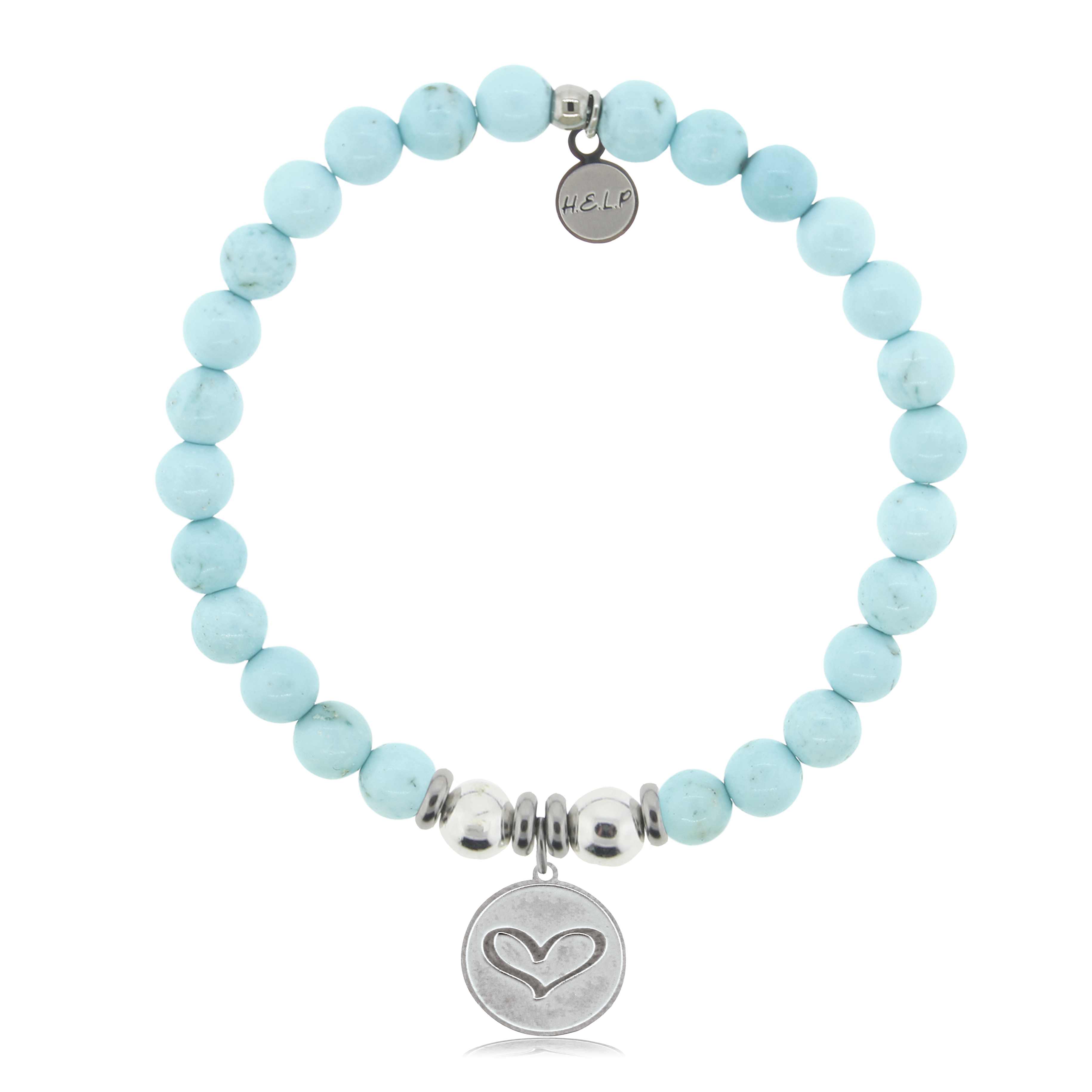 HELP by TJ Heart Charm with Larimar Magnesite Charity Bracelet