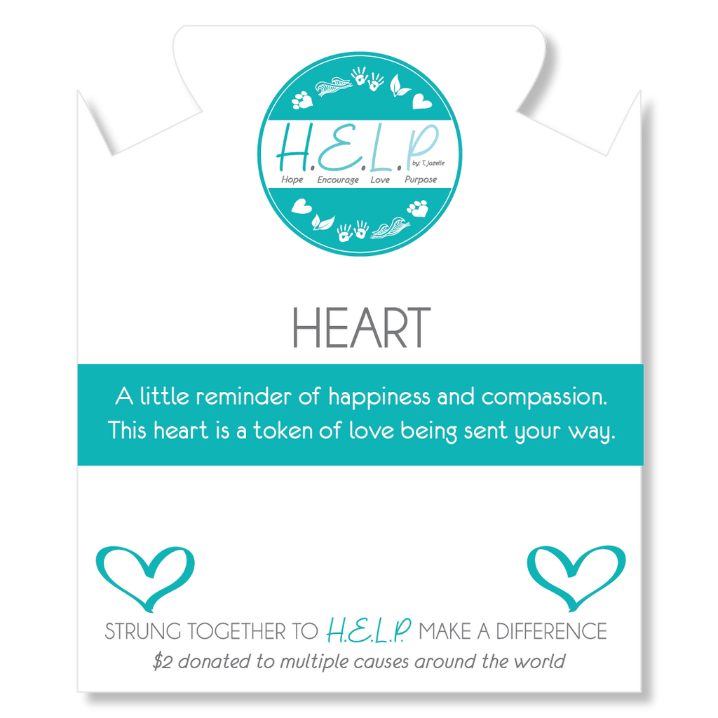 HELP by TJ Heart Charm with Lemonade Jade Charity Bracelet