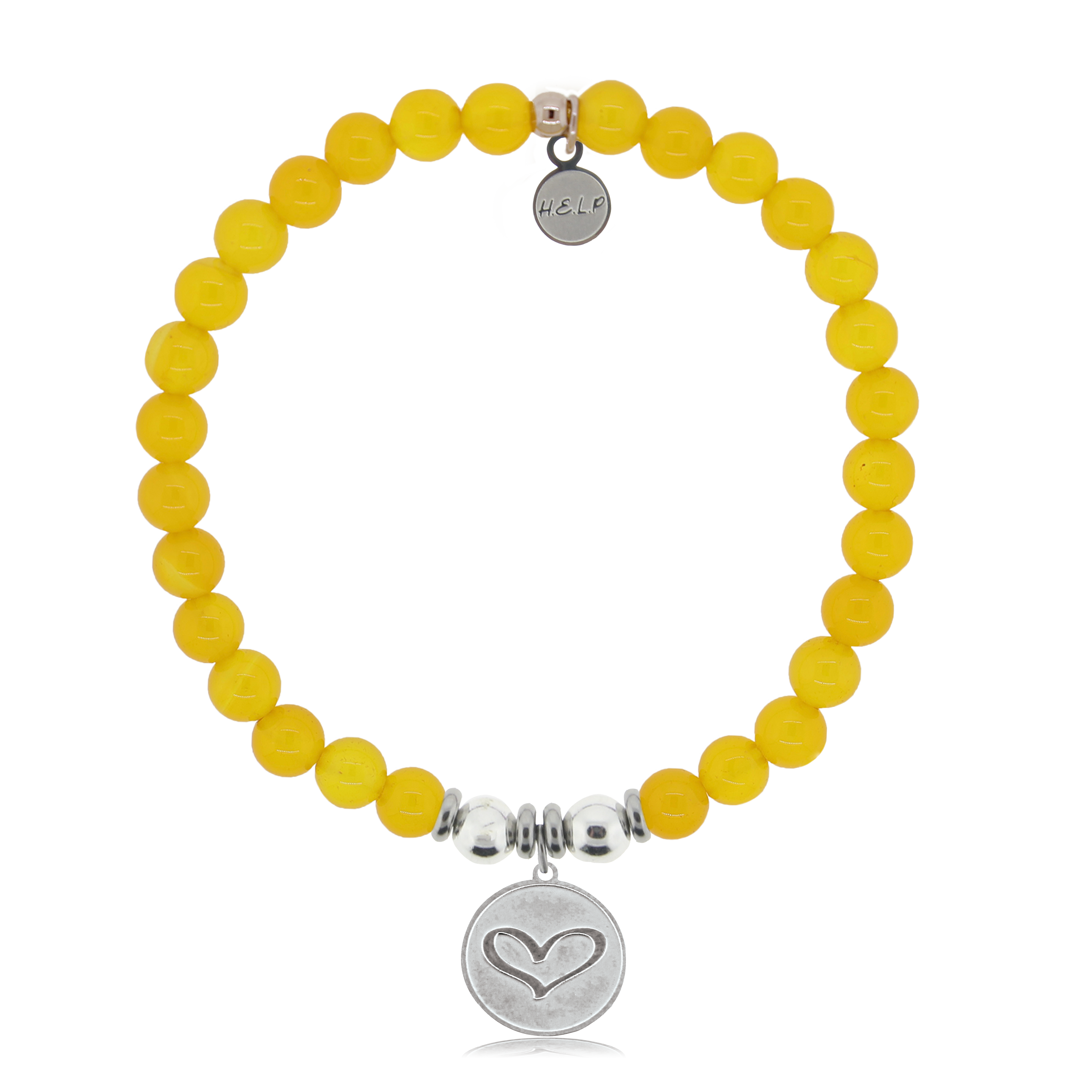 HELP by TJ Heart Charm with Yellow Agate Charity Bracelet