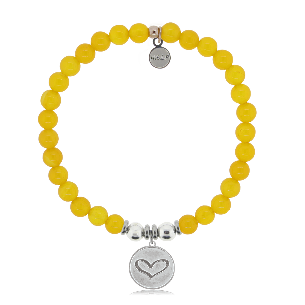 HELP by TJ Heart Charm with Yellow Agate Charity Bracelet