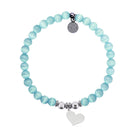 HELP by TJ Heart Cutout Charm with Aqua Cats Eye Charity Bracelet