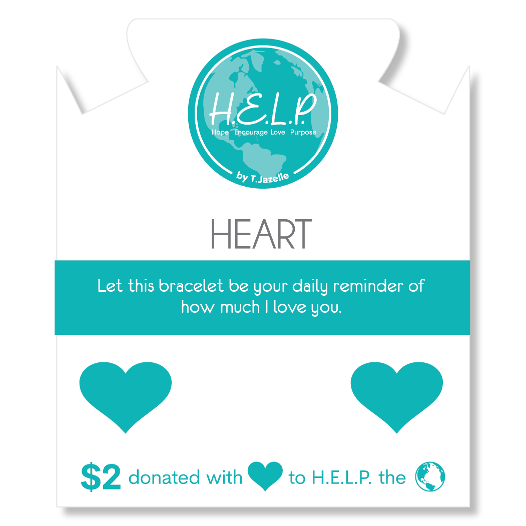 HELP by TJ Heart Cutout Charm with Aqua Cats Eye Charity Bracelet