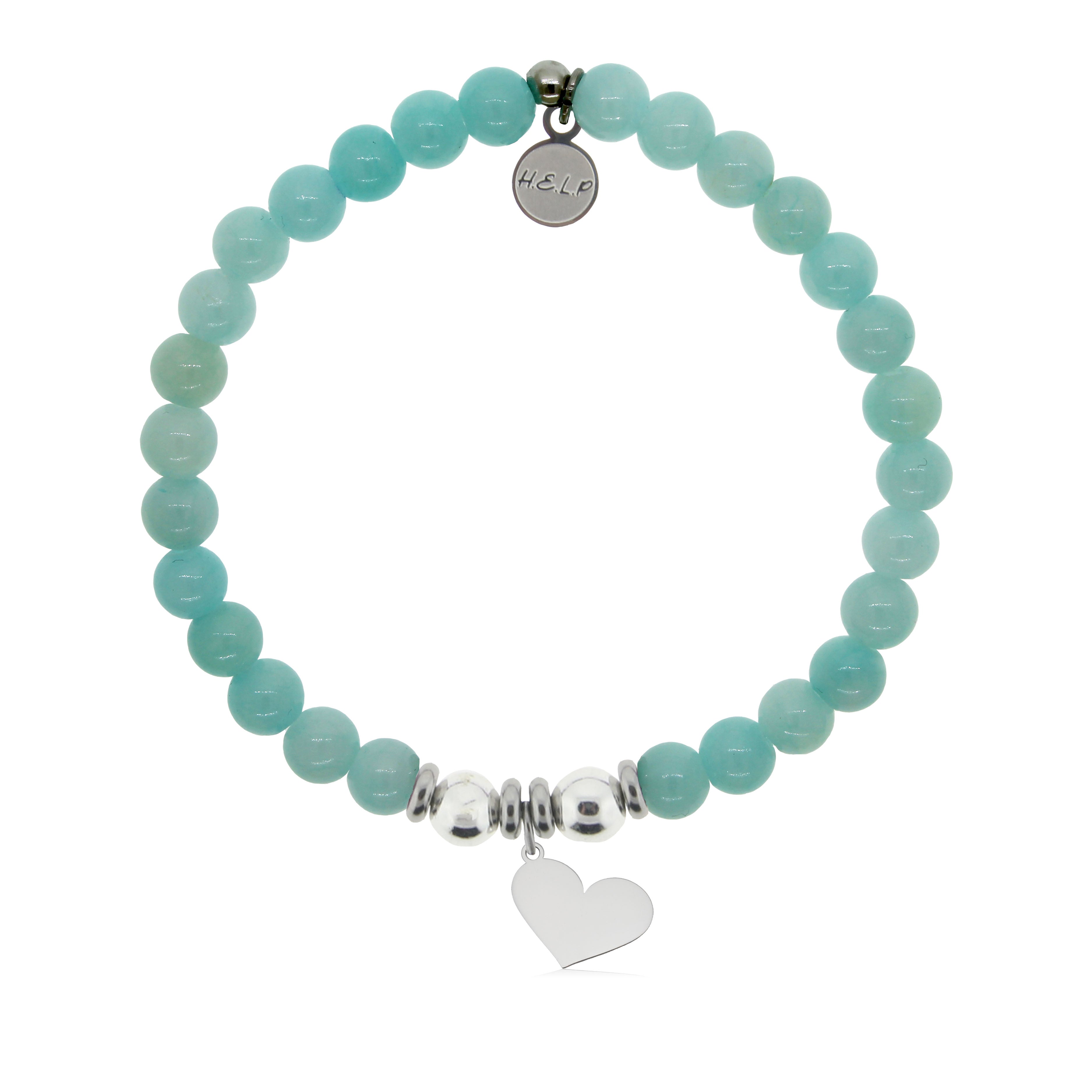 HELP by TJ Heart Cutout Charm with Baby Blue Quartz Charity Bracelet