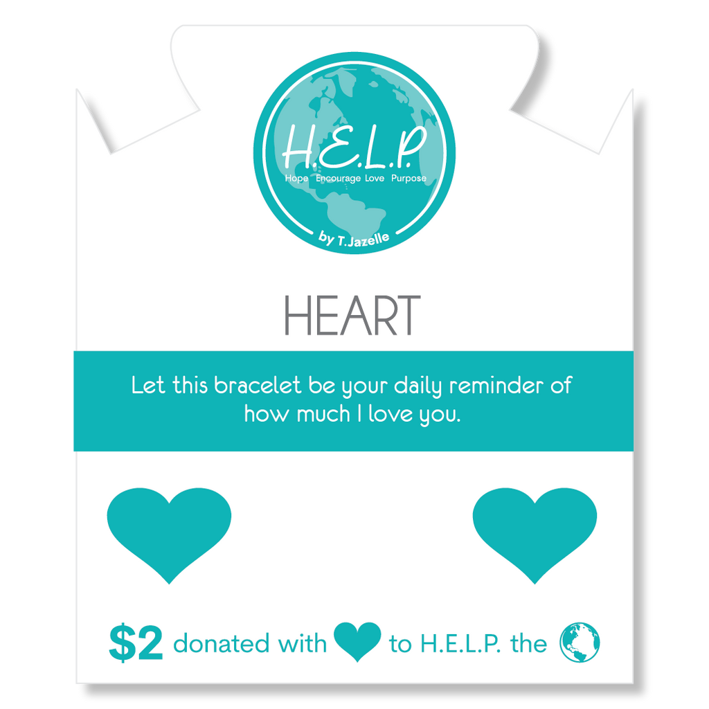 HELP by TJ Heart Cutout Charm with Blue and White Jade Charity Bracelet