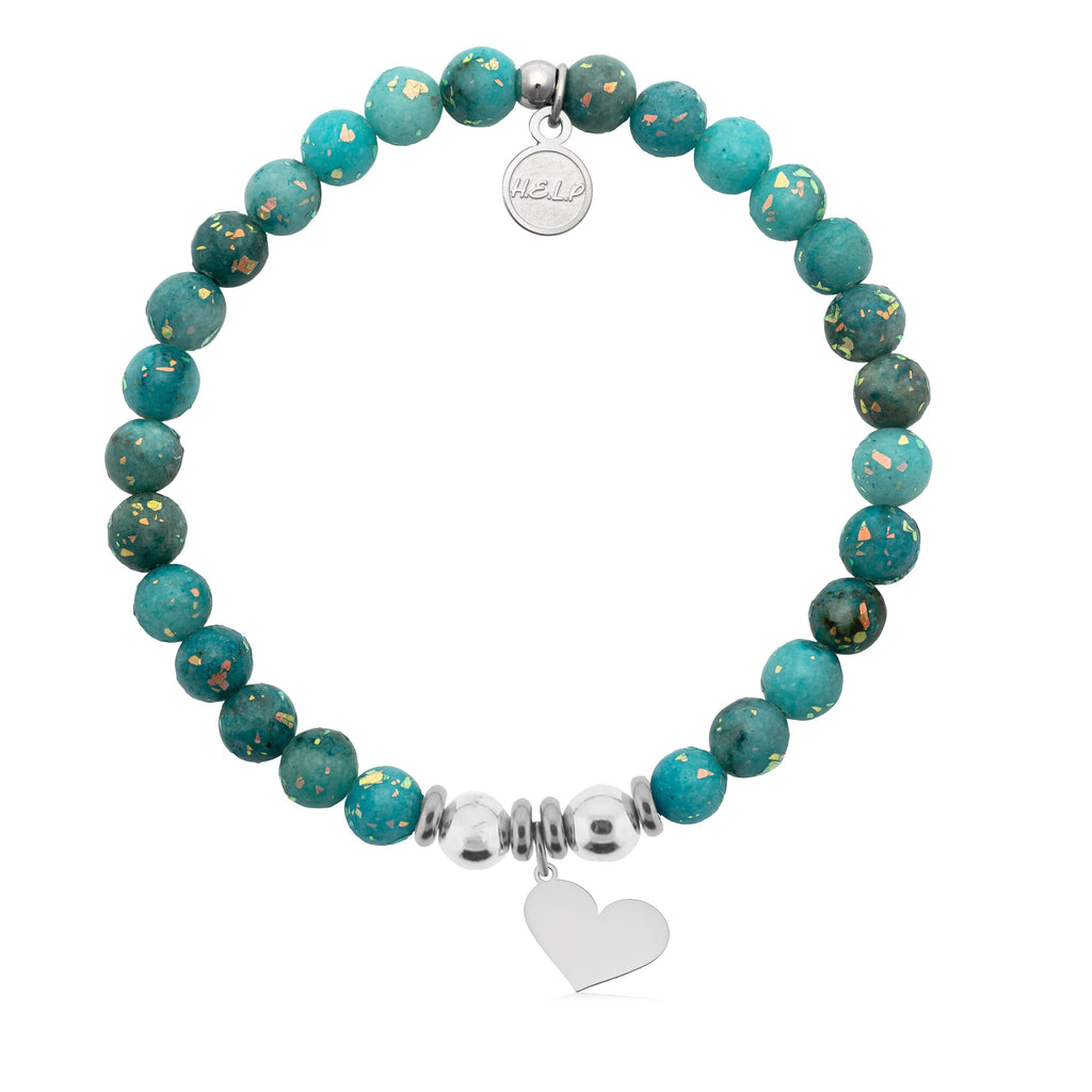 HELP by TJ Heart Cutout Charm with Blue Opal Jade Charity Bracelet