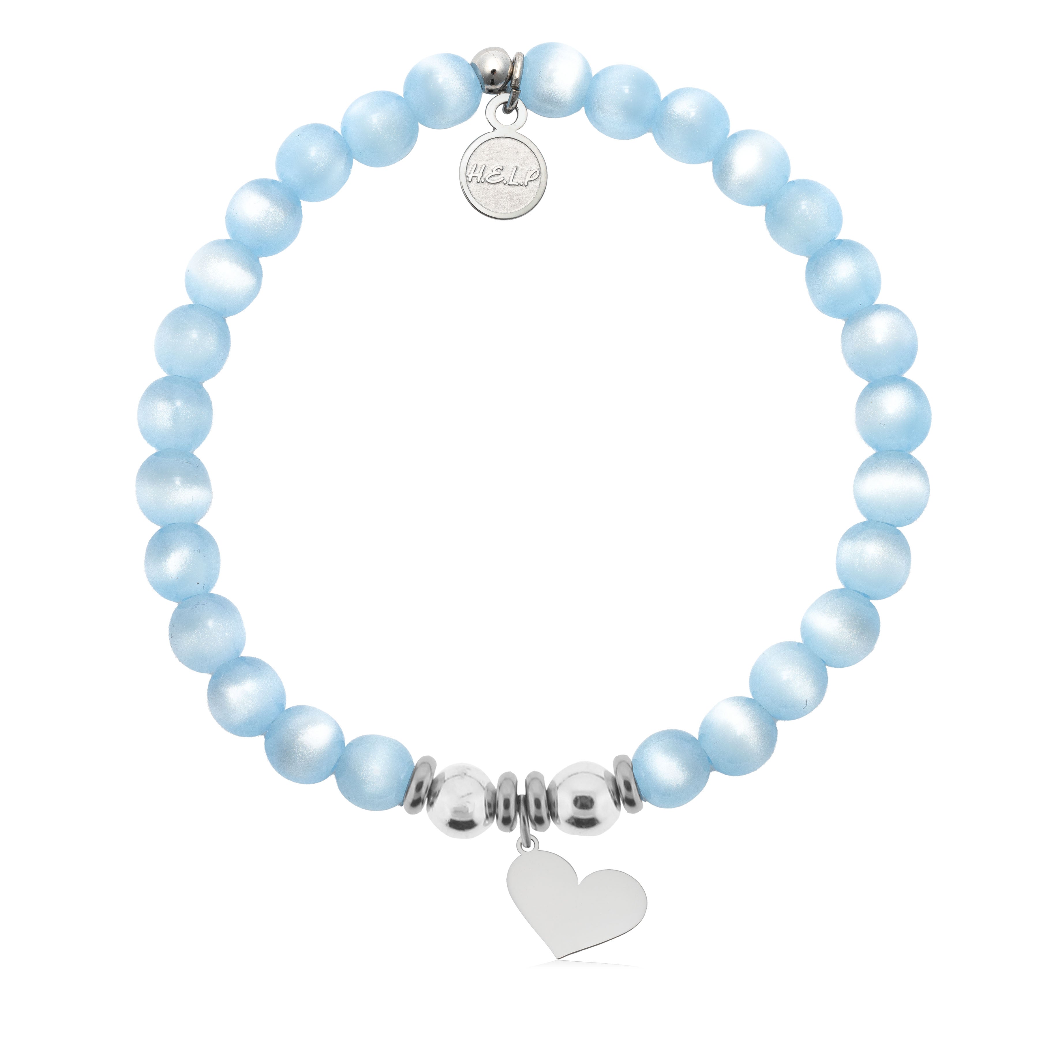 HELP by TJ Heart Cutout Charm with Blue Selenite Charity Bracelet