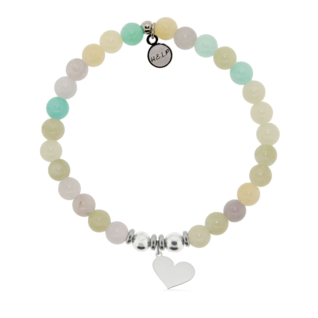 HELP by TJ Heart Cutout Charm with Green Yellow Jade Charity Bracelet