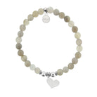 HELP by TJ Heart Cutout Charm with Grey Stripe Agate Charity Bracelet