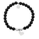 HELP by TJ Heart Cutout Charm with Lava Rock Charity Bracelet