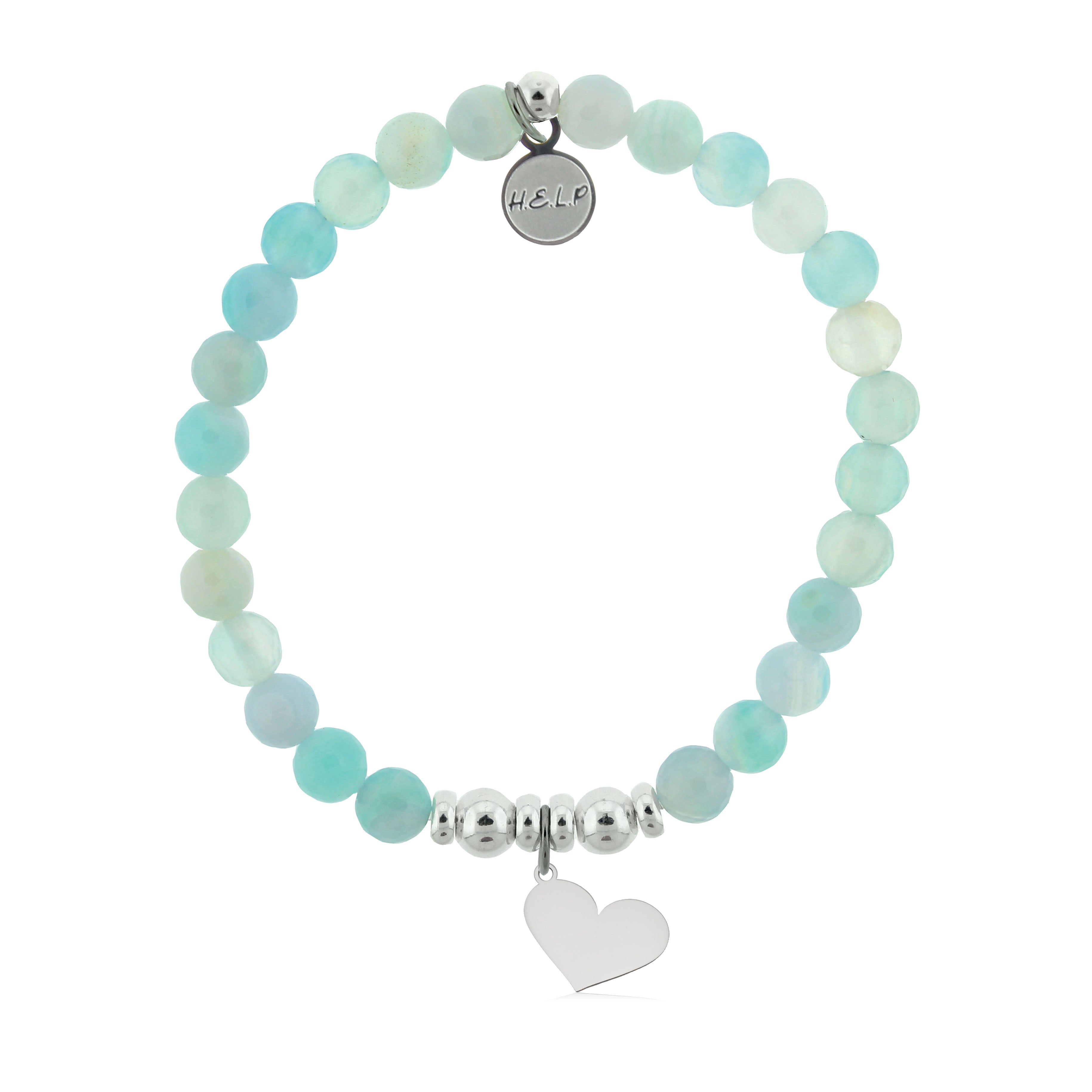 HELP by TJ Heart Cutout Charm with Light Blue Agate Charity Bracelet