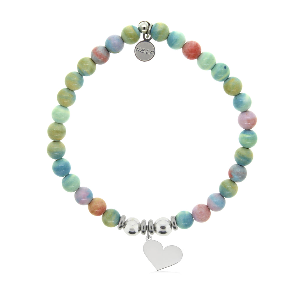HELP by TJ Heart Cutout Charm with Pastel Jade Charity Bracelet