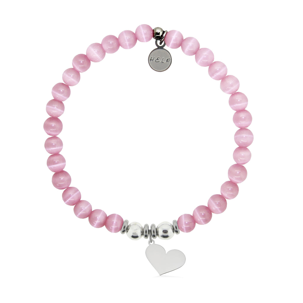 HELP by TJ Heart Cutout Charm with Pink Cats Eye Charity Bracelet