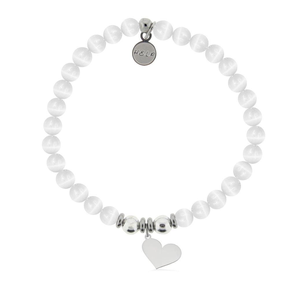 HELP by TJ Heart Cutout Charm with White Cats Eye Charity Bracelet