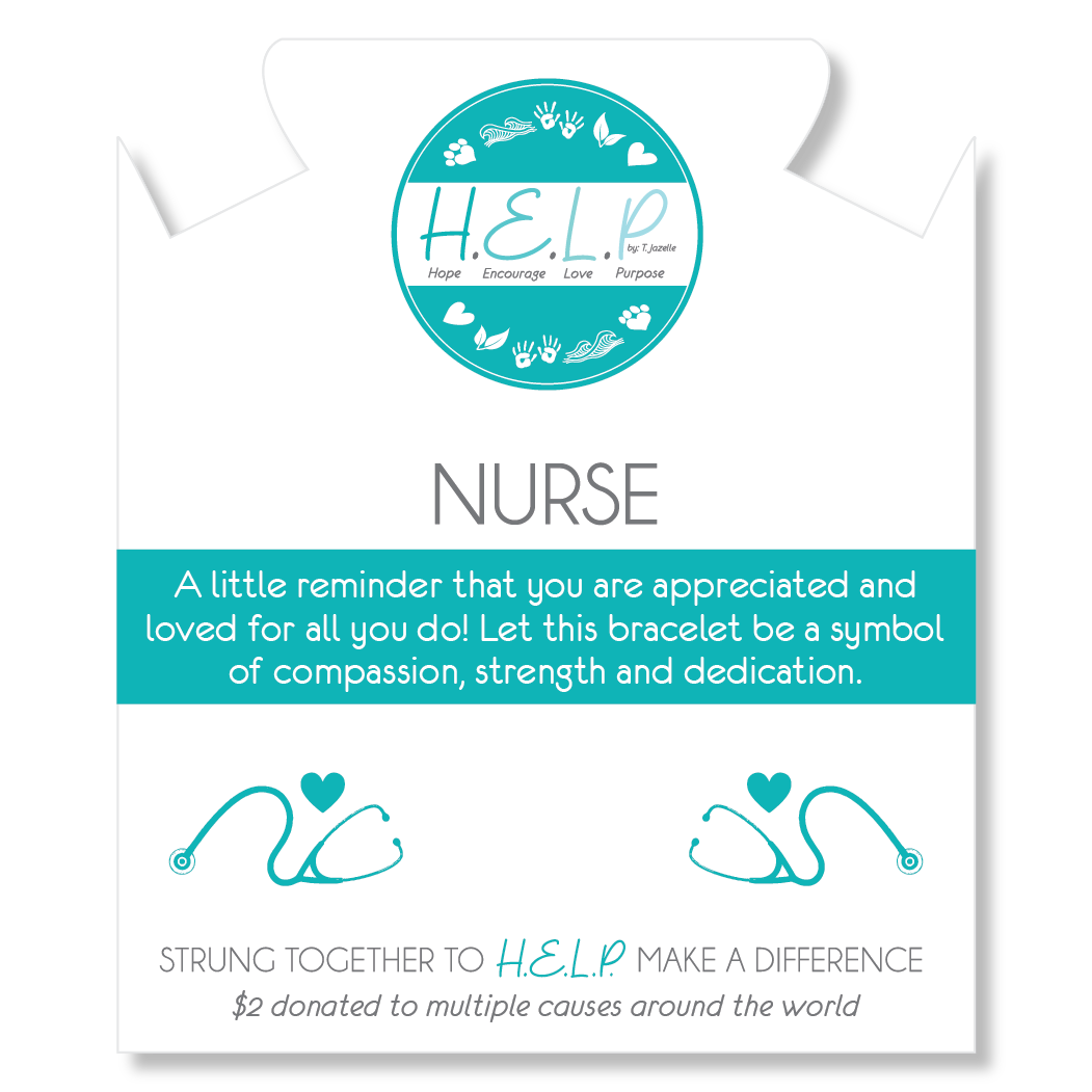 HELP by TJ Nurse Charm with Azure Blue Jade Charity Bracelet