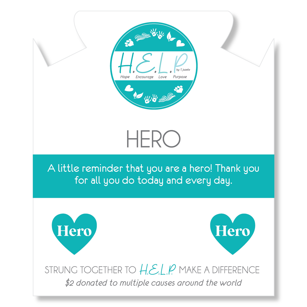 HELP by TJ Hero Charm with Aqua Cats Eye Charity Bracelet