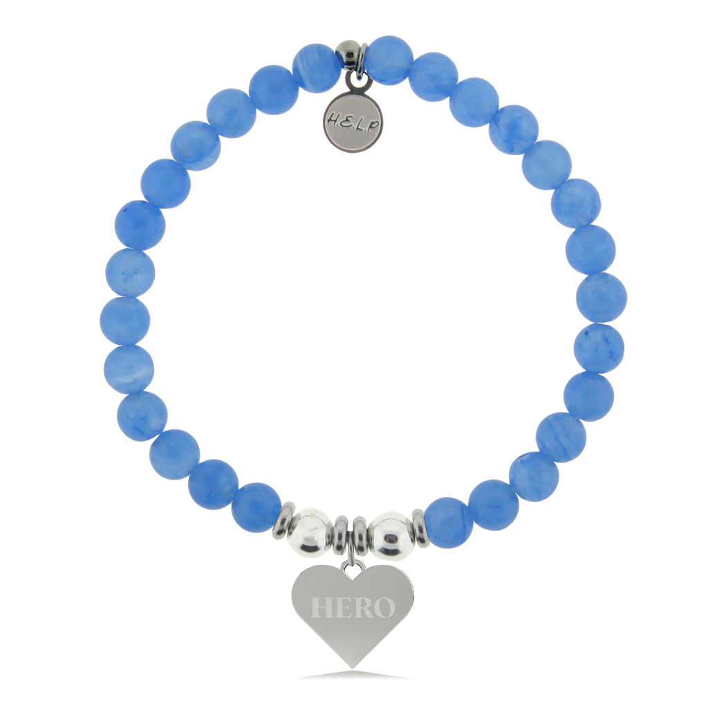 HELP by TJ Hero Charm with Azure Blue Jade Charity Bracelet