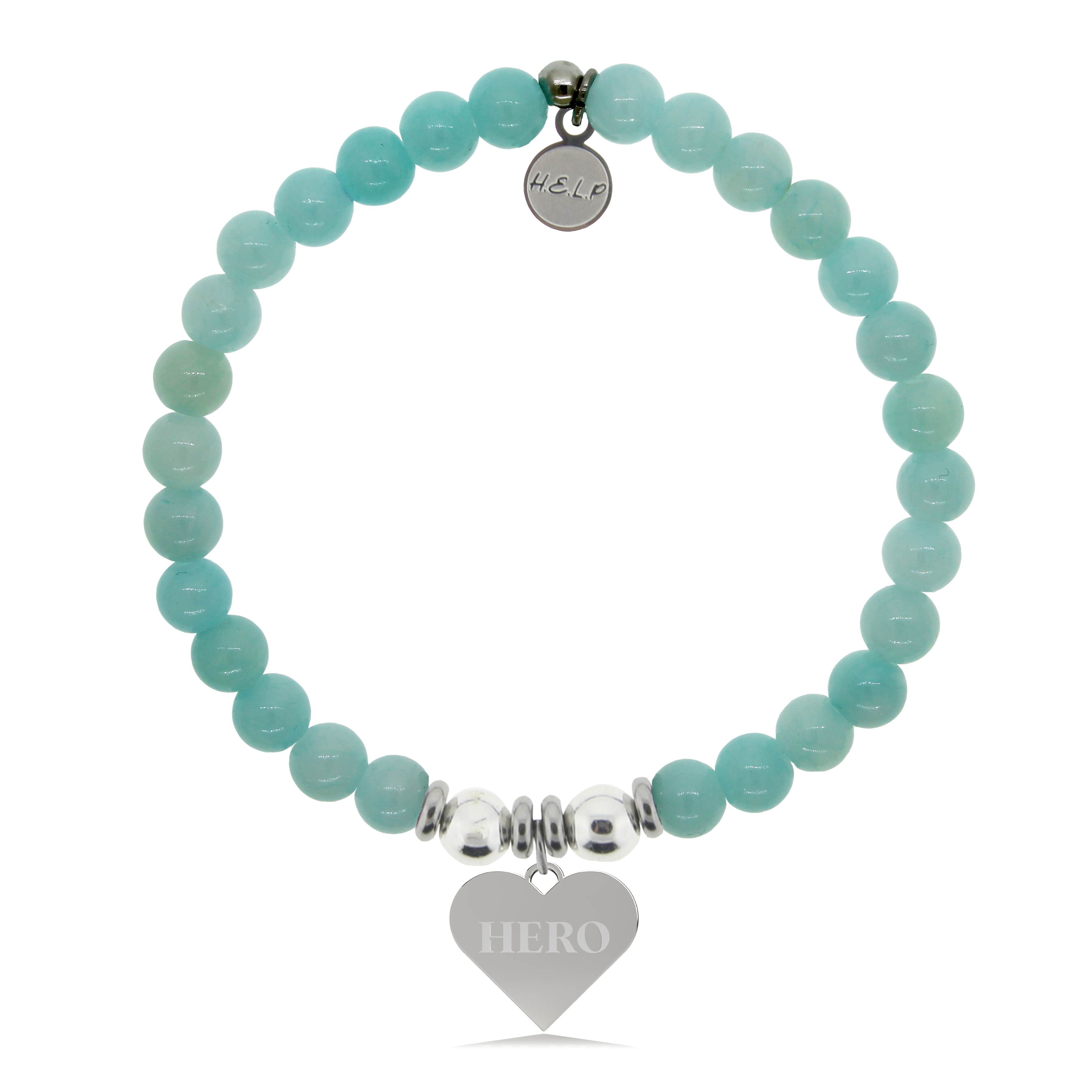 HELP by TJ Hero Charm with Baby Blue Quartz Charity Bracelet