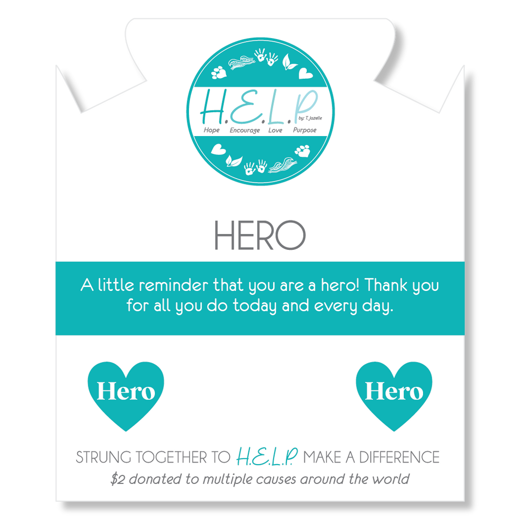 HELP by TJ Hero Charm with Blue Glass Shimmer Charity Bracelet