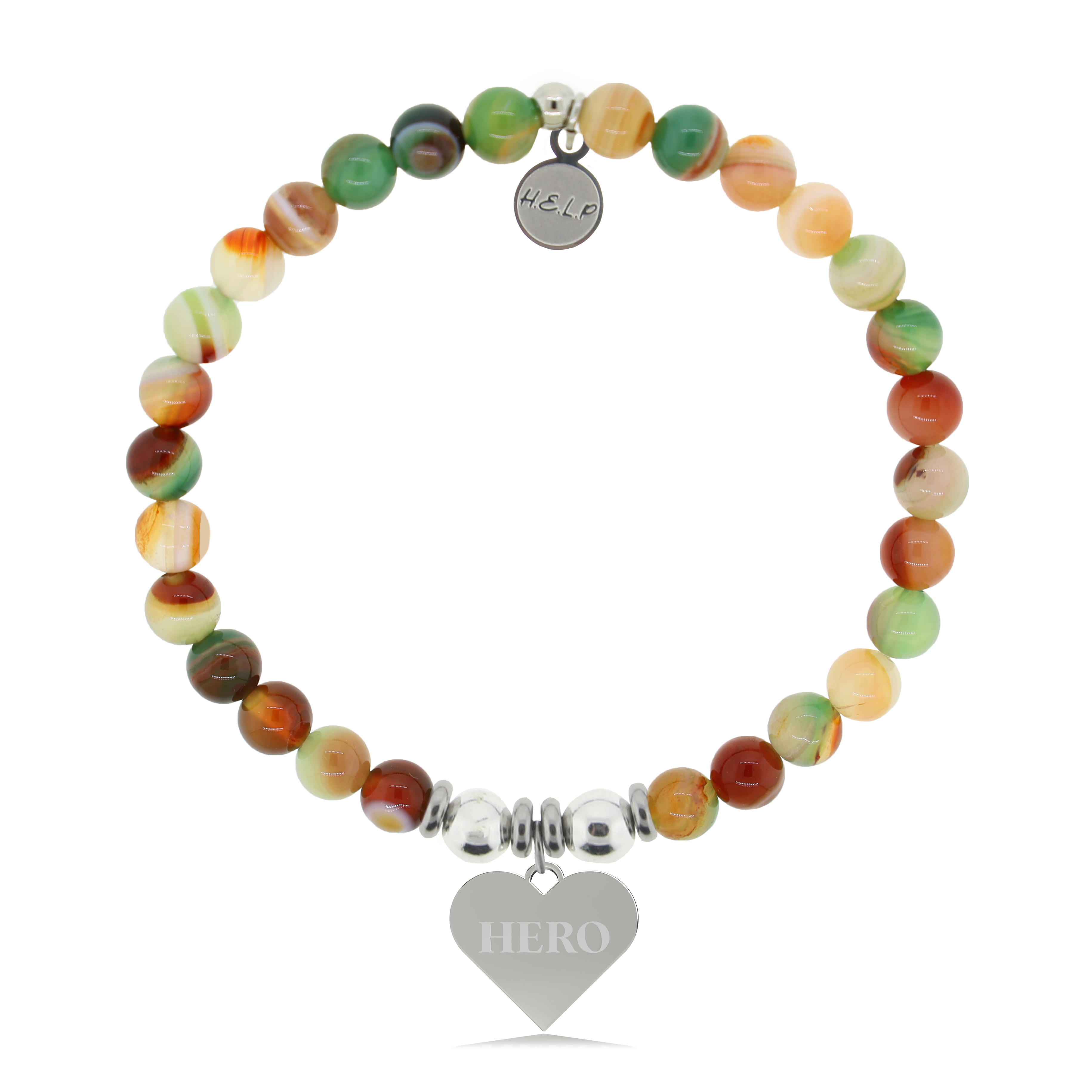 HELP by TJ Hero Charm with Multi Agate Charity Bracelet