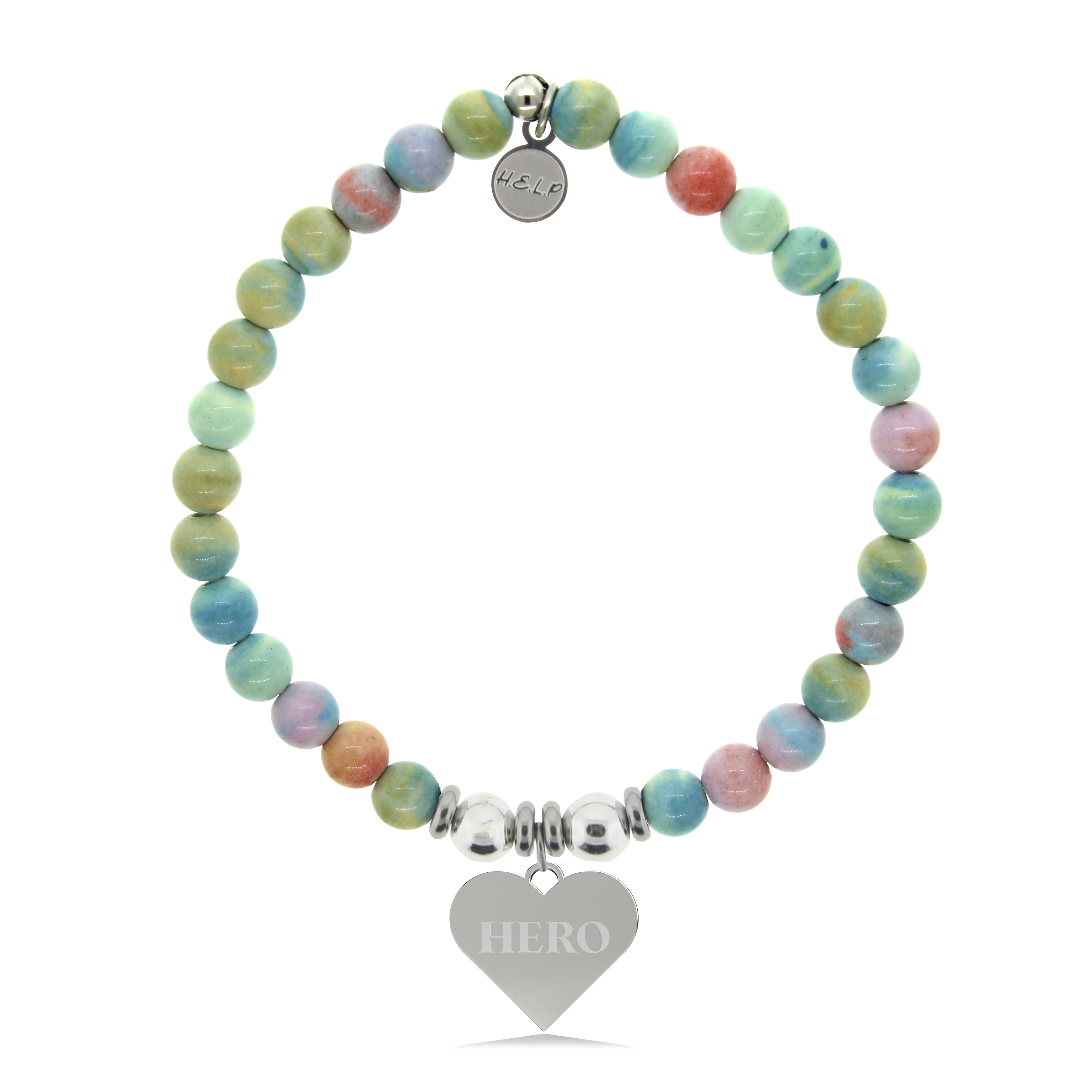 HELP by TJ Hero Charm with Pastel Jade Charity Bracelet