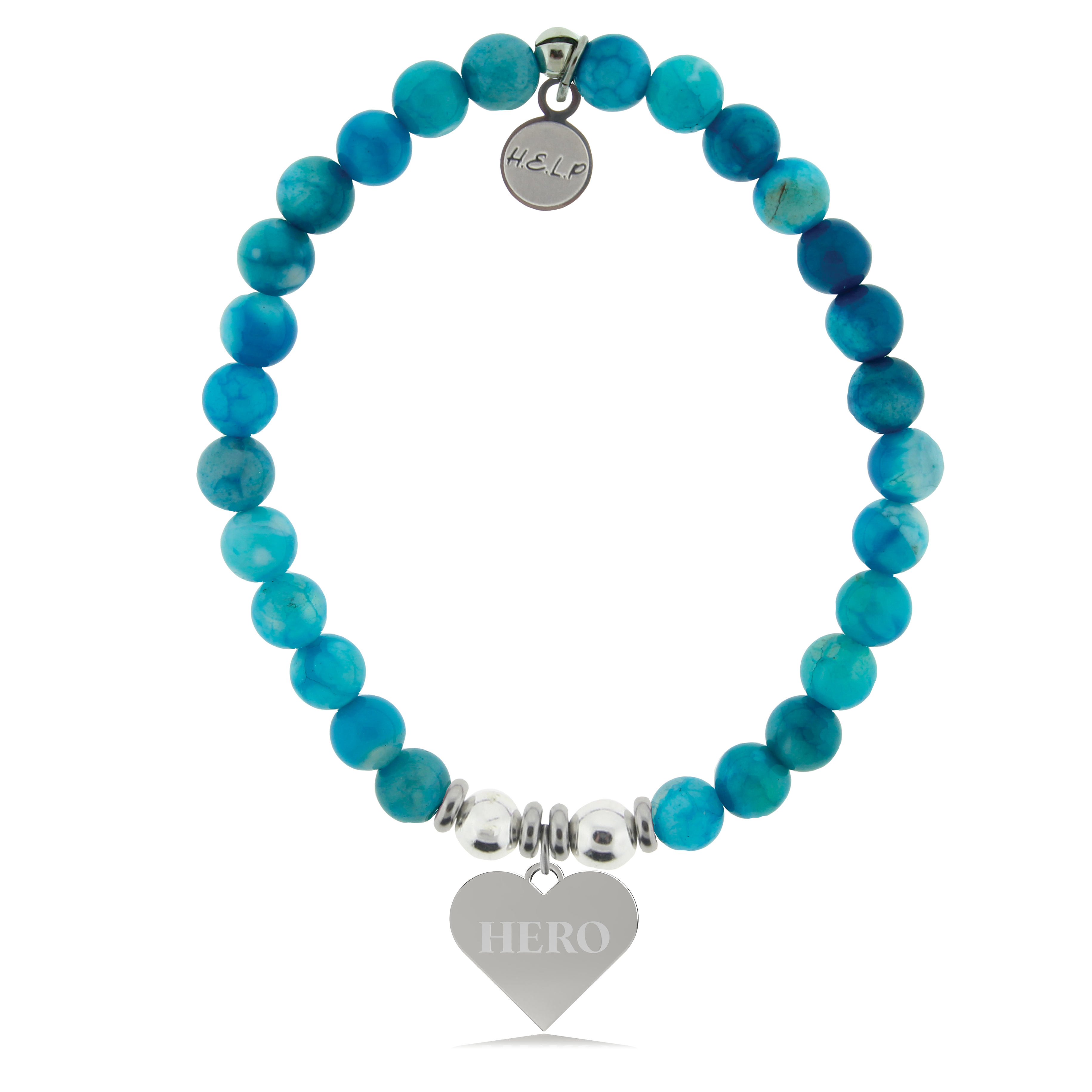 HELP by TJ Hero Charm with Tropic Blue Agate Charity Bracelet