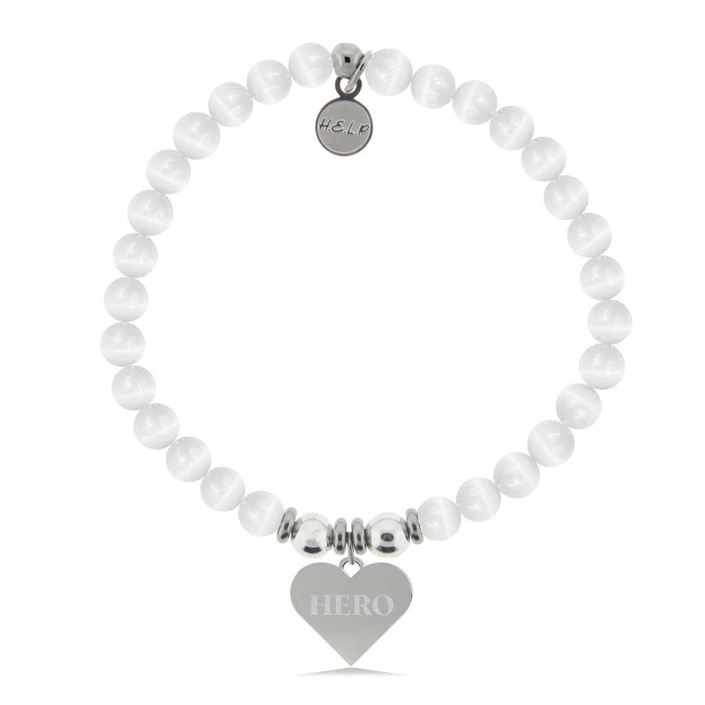 HELP by TJ Hero Charm with White Cats Eye Charity Bracelet
