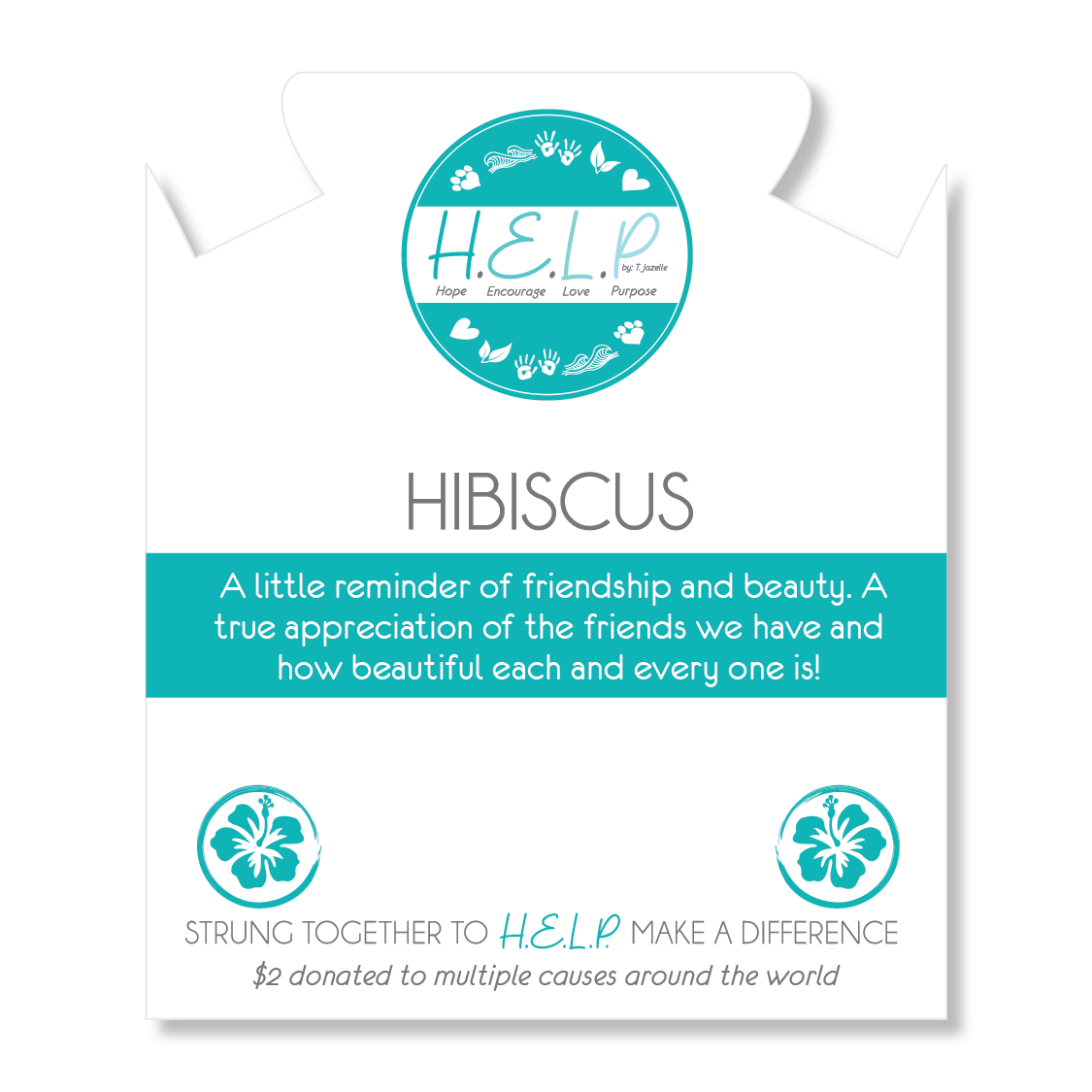 HELP by TJ Hibiscus Charm with Aqua Cats Eye Charity Bracelet